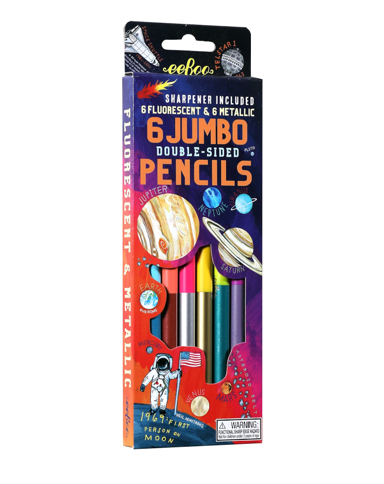 Solar System Jumbo Double Sided Color Pencils 6 Pack Arts & Crafts eeboo   