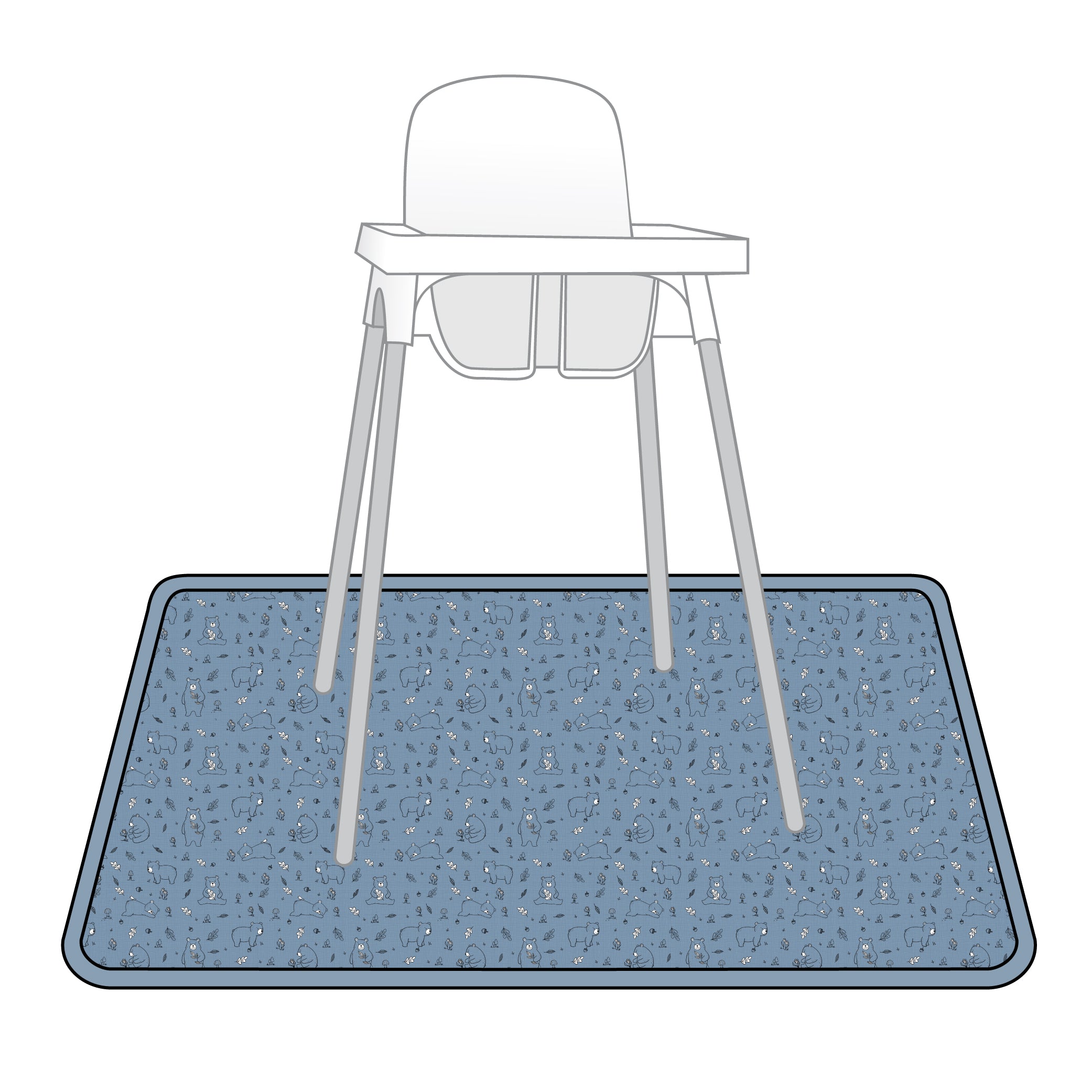 Bears In Blue Splash Mat - A Waterproof Catch-All for Highchair Spills and More!  BapronBaby   