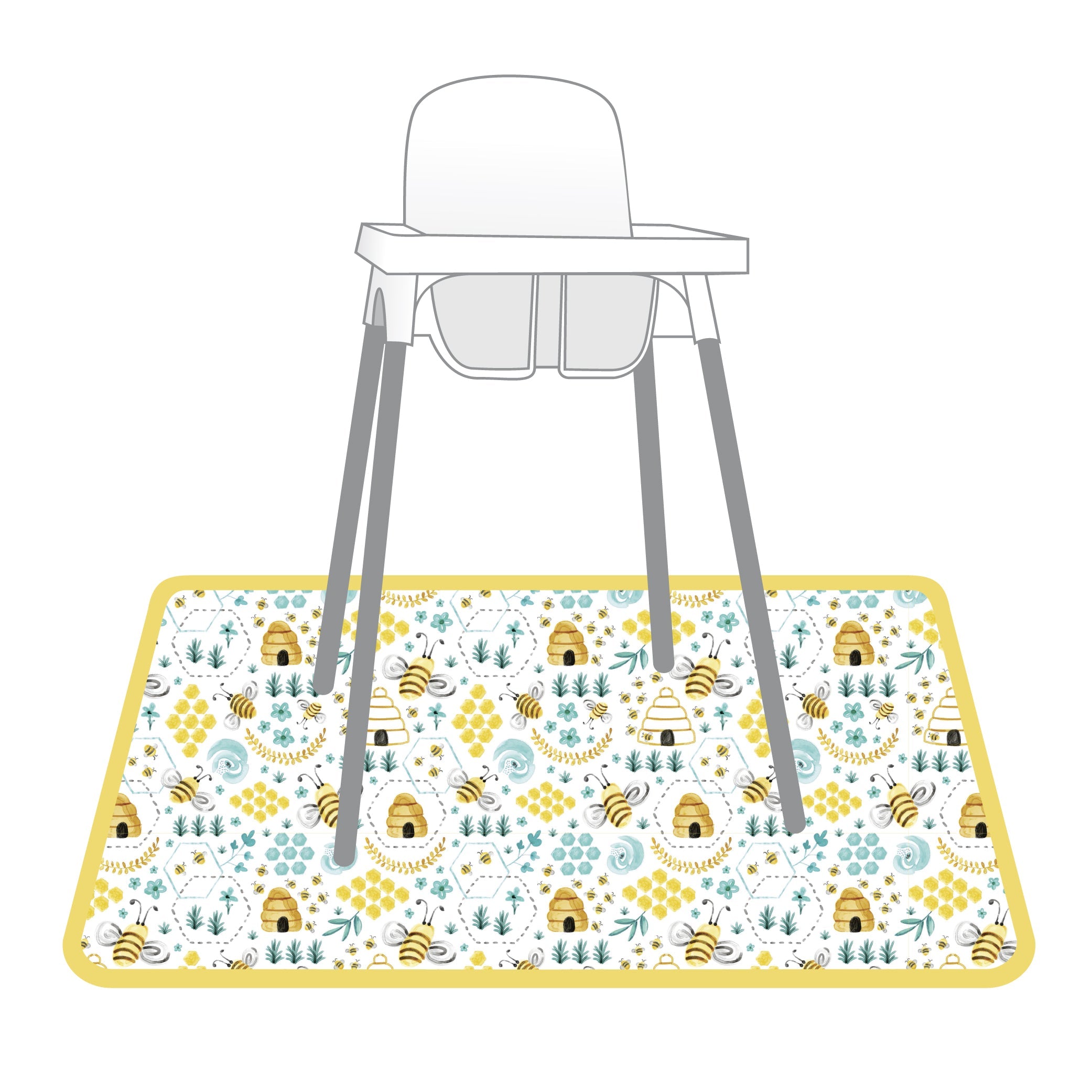 Busy Bees Splash Mat - A Waterproof Catch-All for Highchair Spills and More!  BapronBaby   