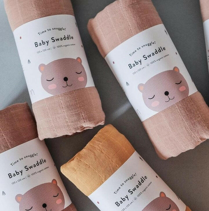 Organic Baby Swaddle - Ochre Swaddle Little Otja   