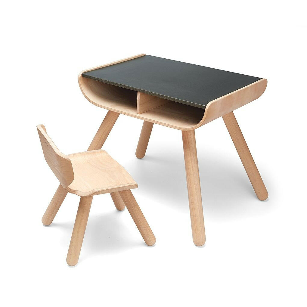 Toddler Desk Wooden Table & Chair Set Playroom Furniture PlanToys   