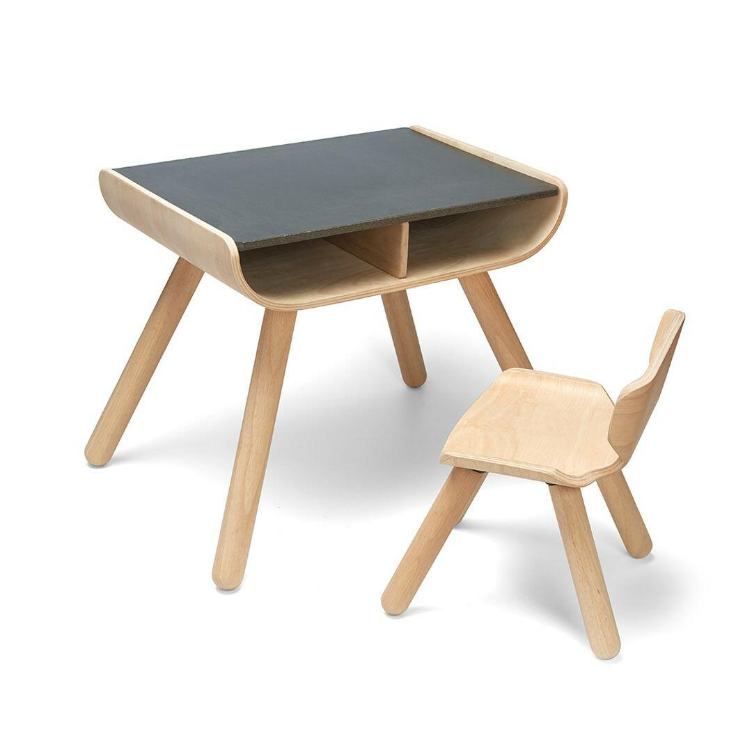 Toddler Desk Wooden Table & Chair Set Playroom Furniture PlanToys   
