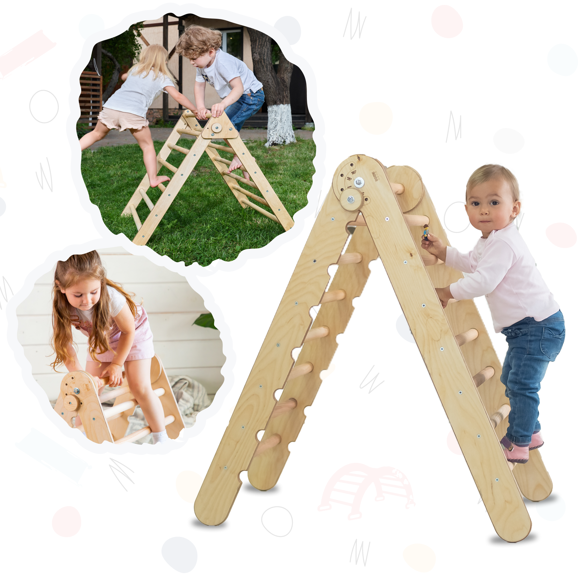 Triangle Ladder - Montessori Climber for Toddlers 1-7 y.o. – Chocolate Single Ladders Goodevas Beige  