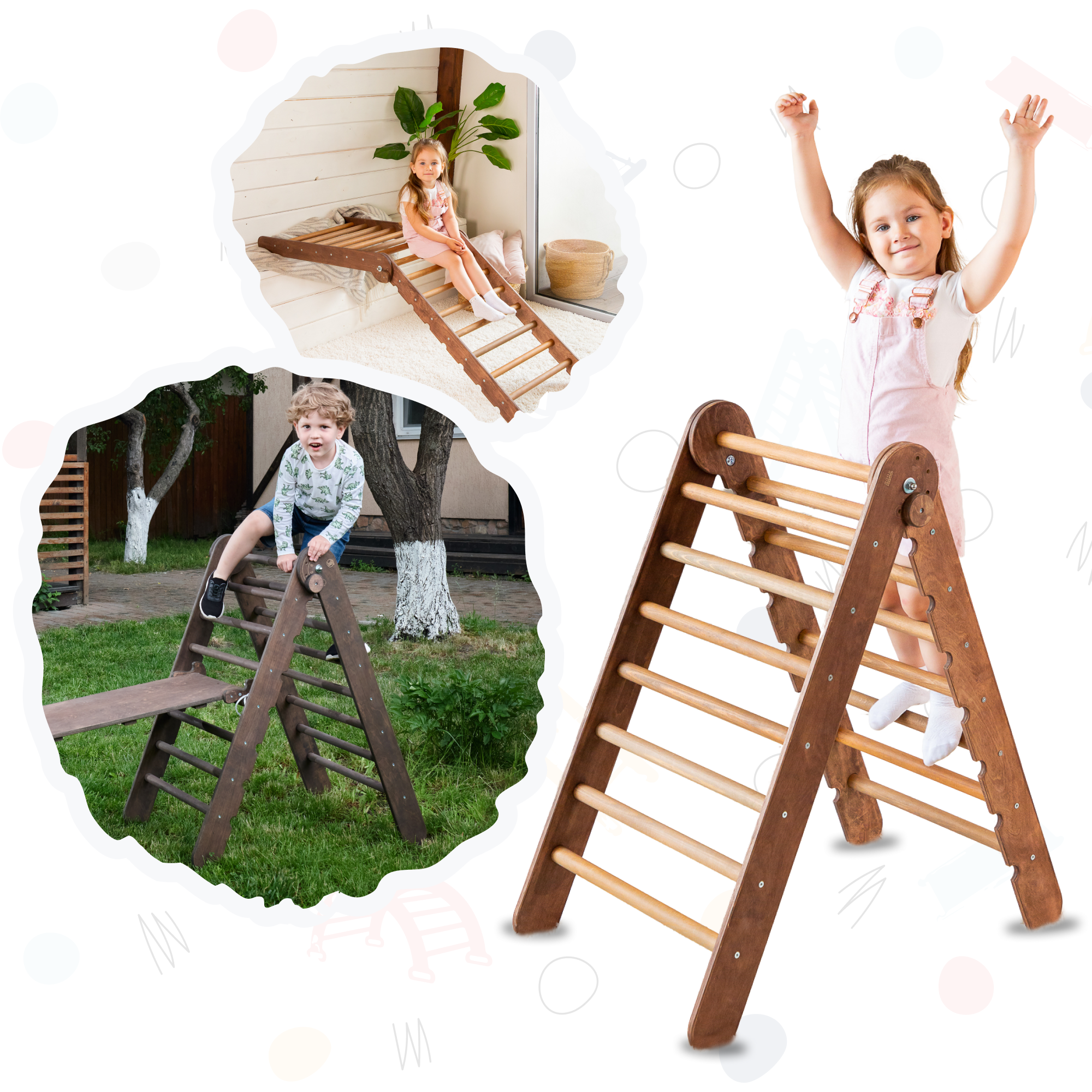 Triangle Ladder - Montessori Climber for Toddlers 1-7 y.o. – Chocolate Single Ladders Goodevas Chocolate  