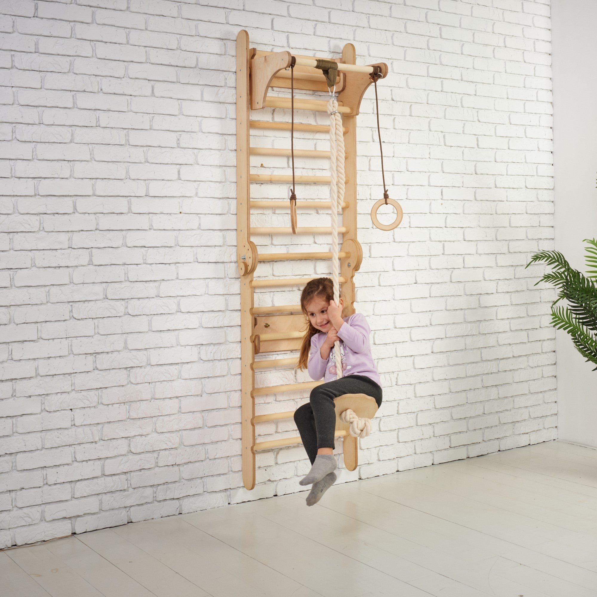 Wooden Swedish Wall / Climbing ladder for Children + Swing Set Swesdish wall Goodevas   