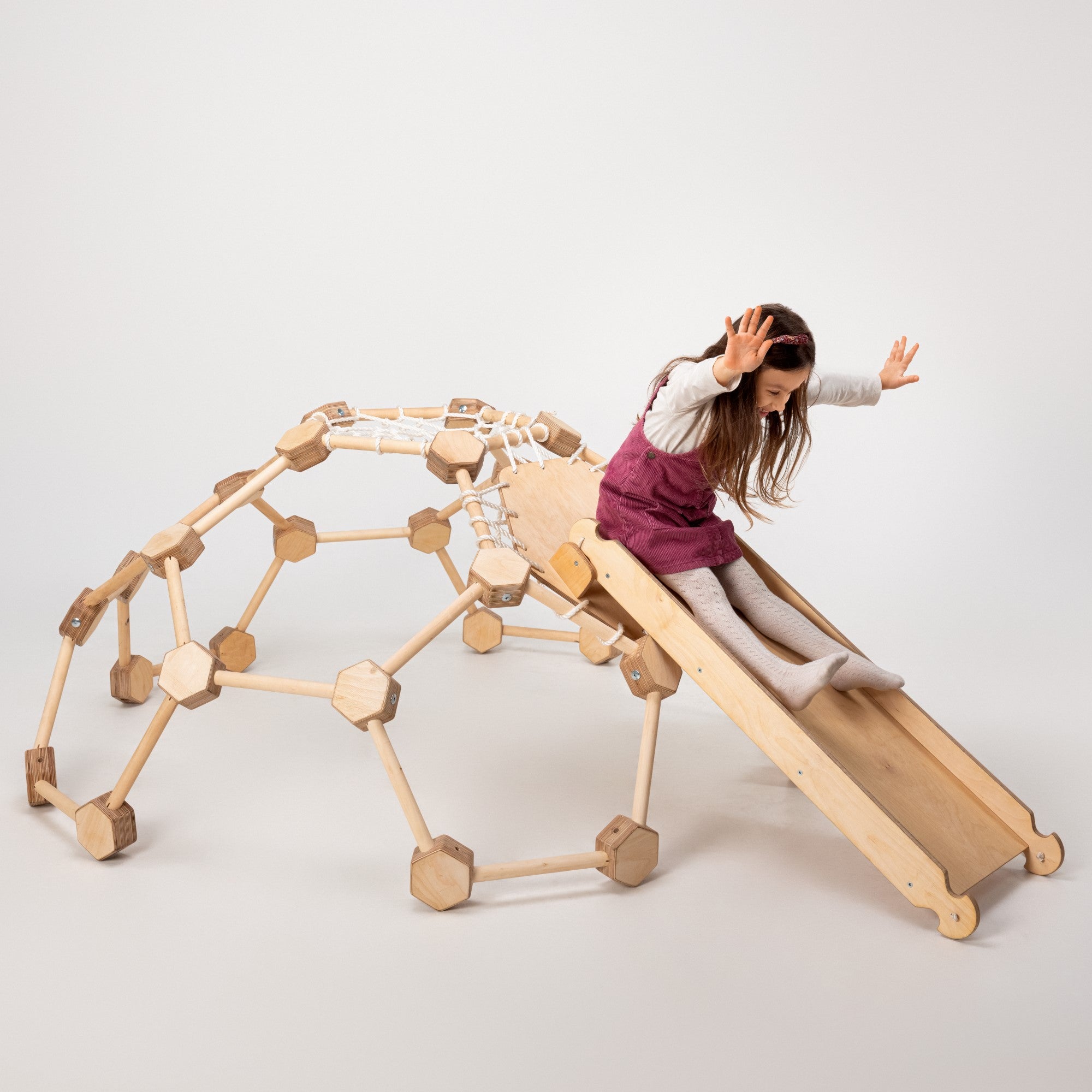 2in1 Climbing Set: Wooden Climbing Frame Geodome / Climbing Dome with Slide Board  for Kids 2-6 y.o. Climbing Dome Goodevas   