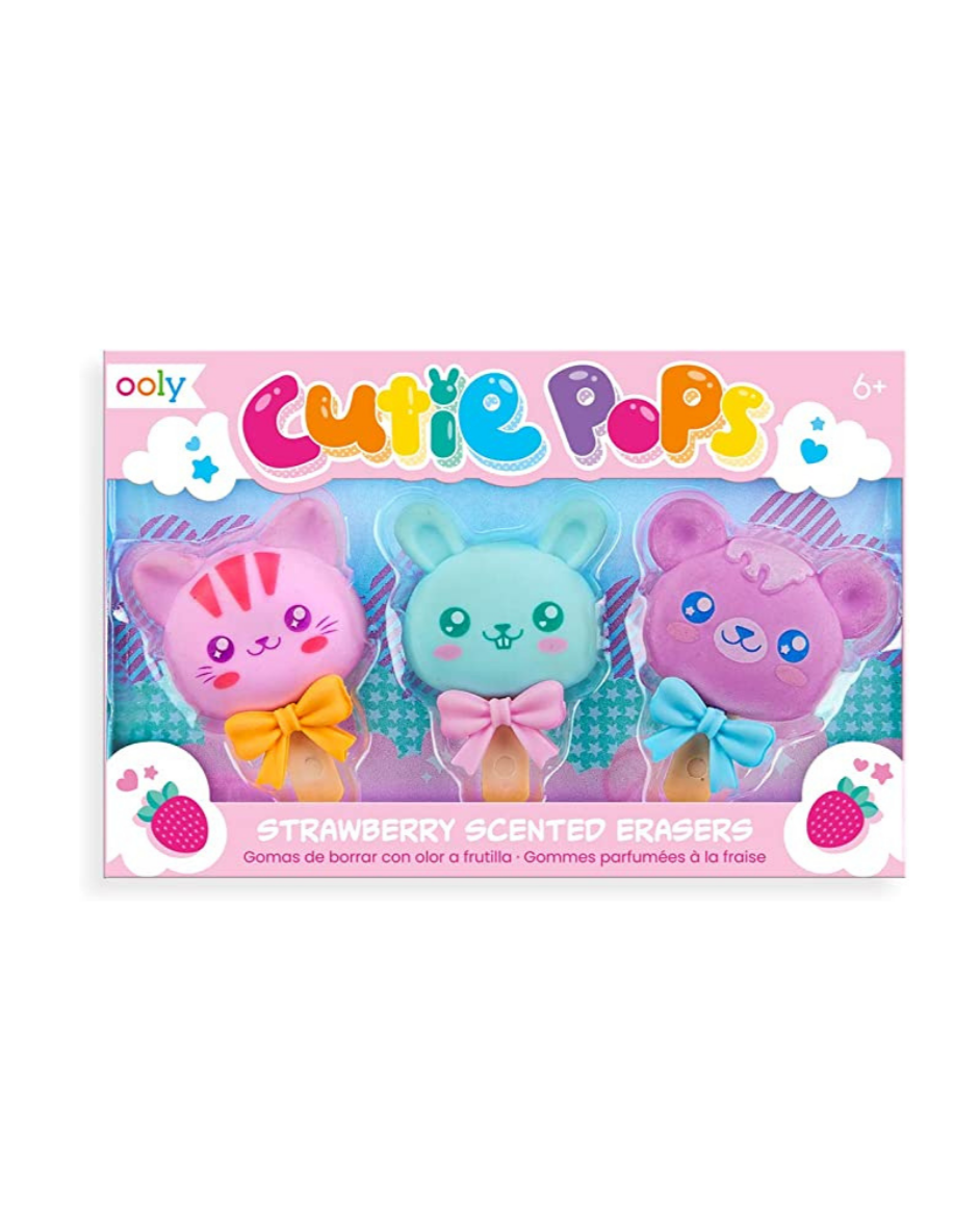 Cutie Pops Scented Erasers - Set Of 3 Art Supplies OOLY - Art & School Supplies   