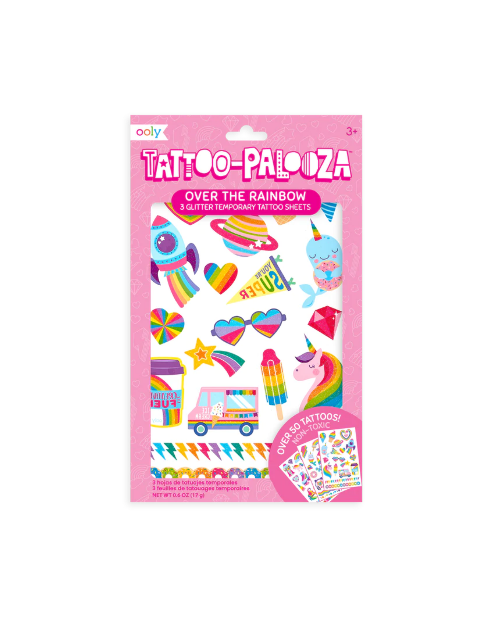 Tattoo Palooza: Over the Rainbow Temporary Glitter Tattoos - 3 Sheets Art Supplies OOLY - Art & School Supplies   