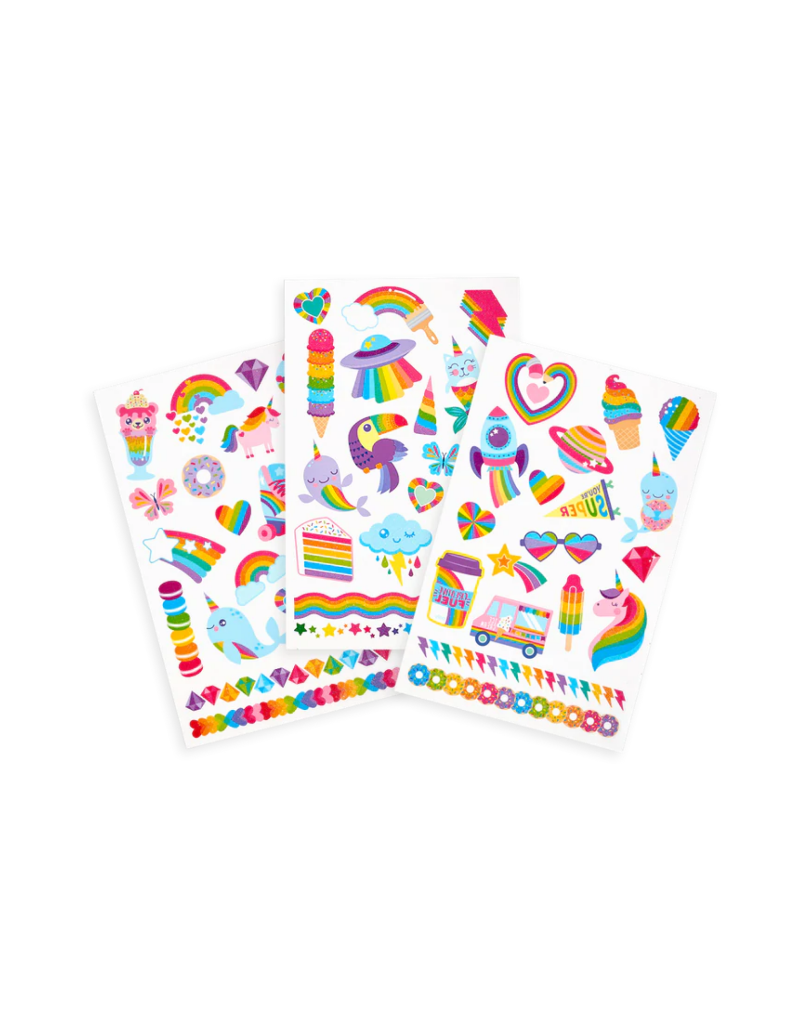 Tattoo Palooza: Over the Rainbow Temporary Glitter Tattoos - 3 Sheets Art Supplies OOLY - Art & School Supplies   