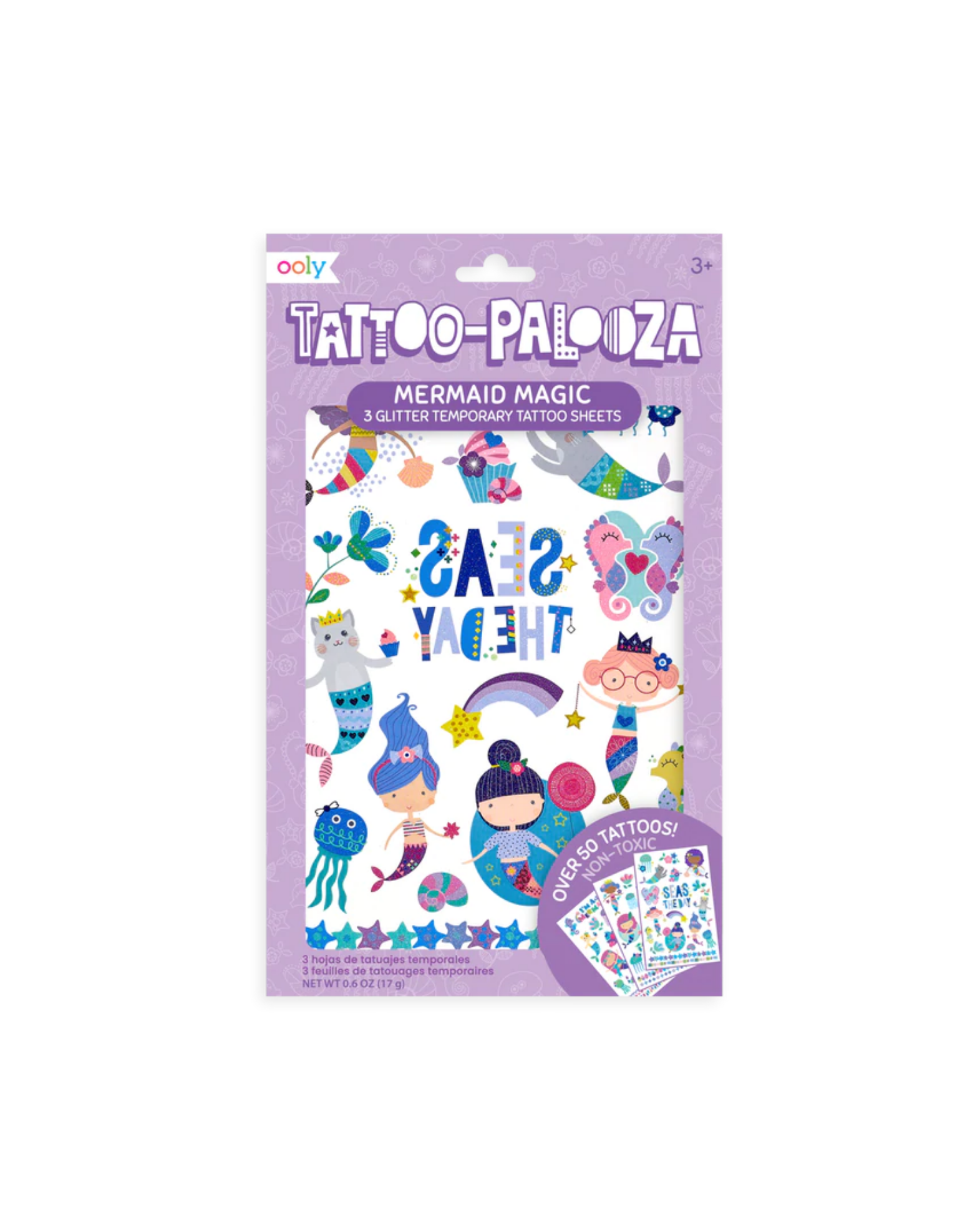 Tattoo Palooza: Mermaid Magic Temporary Glitter Tattoos - 3 Sheets Art Supplies OOLY - Art & School Supplies   