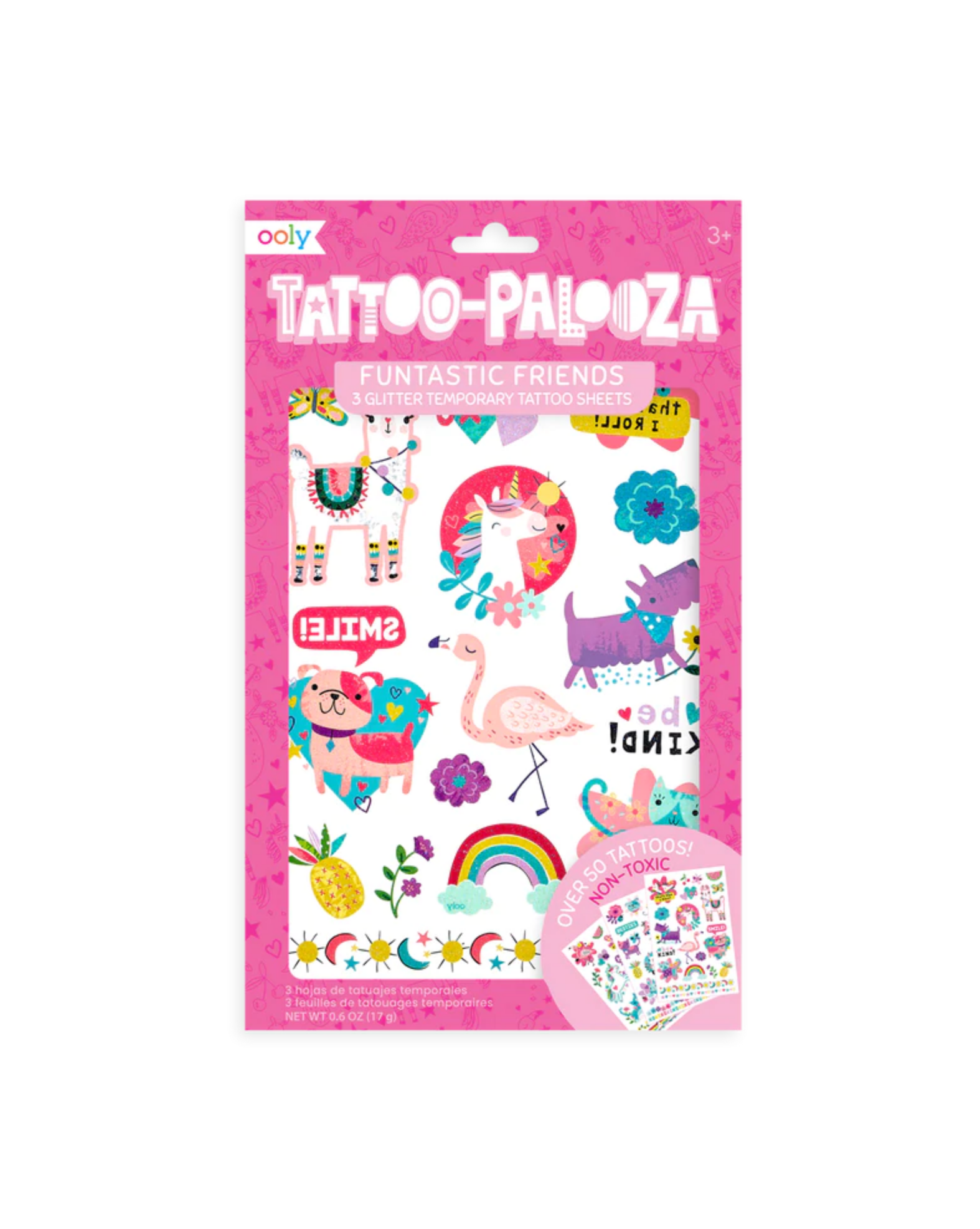 Tattoo Palooza: Funtastic Friends Glitter Temporary Tattoos - 3 Sheets Art Supplies OOLY - Art & School Supplies   