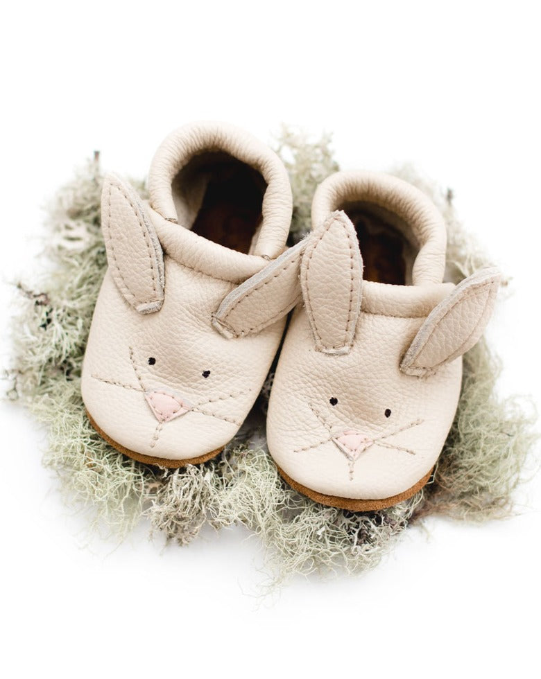 Bunnies // Cute Critters Leather Shoes Baby and Toddler Bunny Baby Shoes Starry Knight Design   