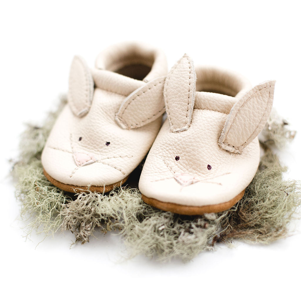 Bunnies // Cute Critters Leather Shoes Baby and Toddler Bunny Baby Shoes Starry Knight Design   