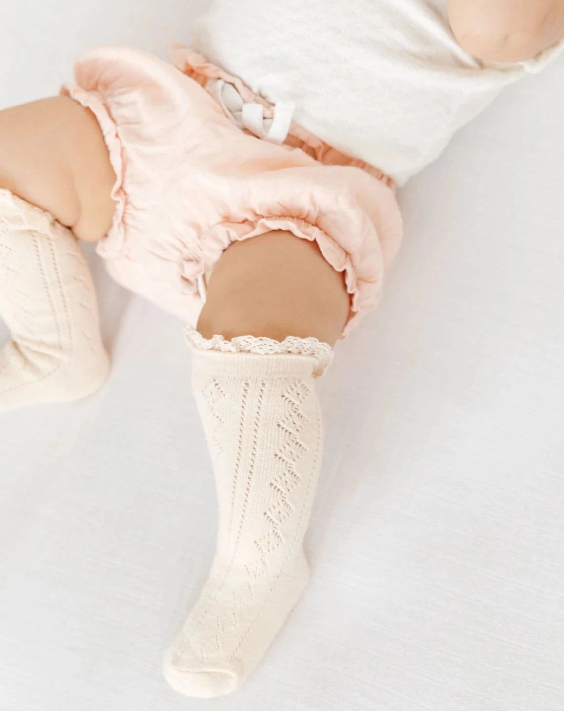 Vanilla Cream Lace Top Knee Highs Socks Little Stocking Co   