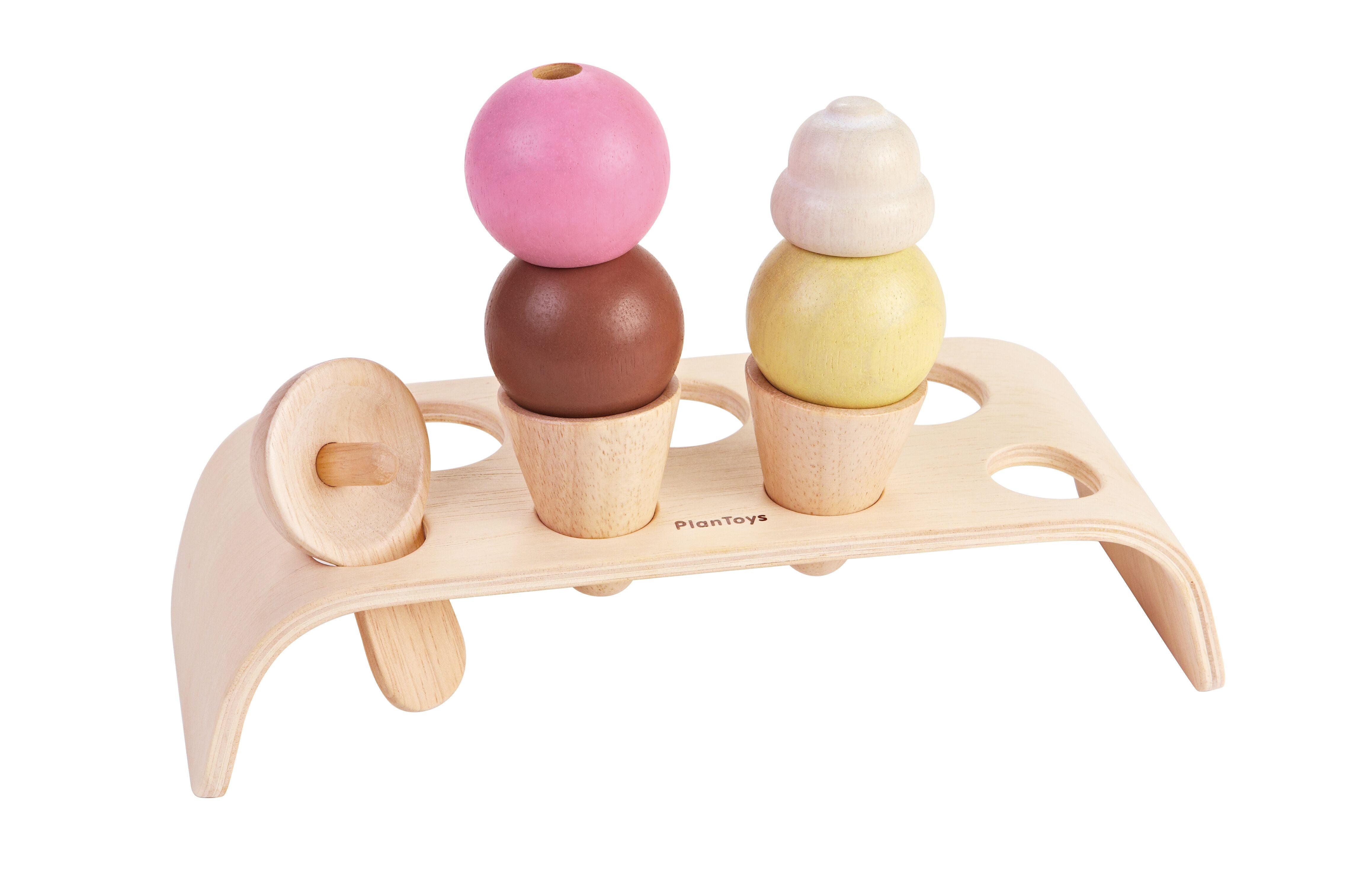 Wooden Ice Cream Toy Set Play Food PlanToys   