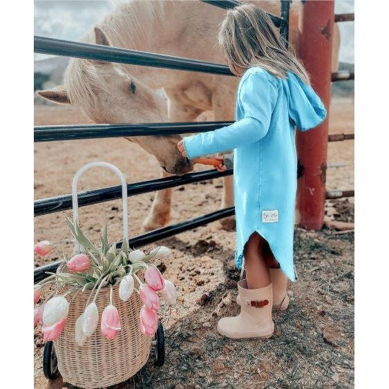 Organic Luna  Hoodie Dress Dresses Be Mi Los Angeles 2-3 Aqua 