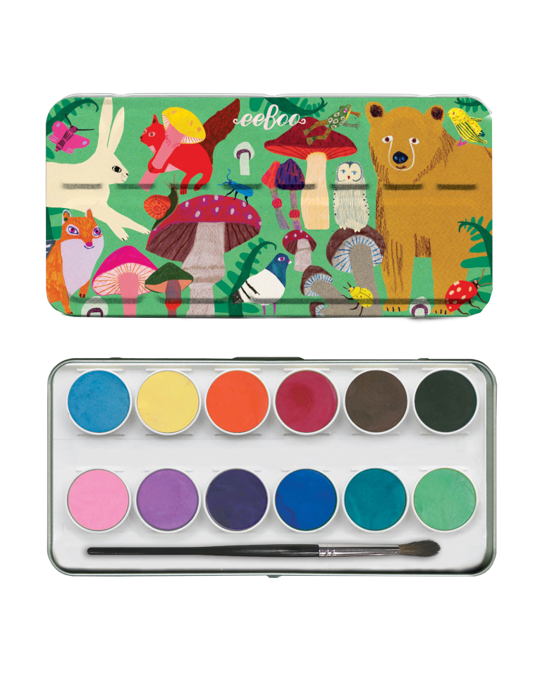 Mushroom 12-pod Watercolor Set Arts & Crafts eeboo   