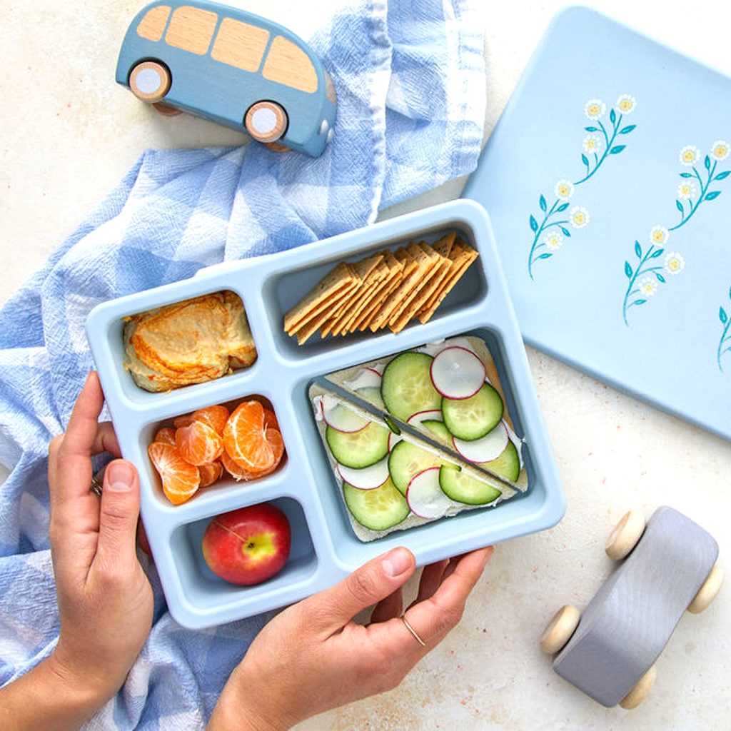 Silicone Bento Box Wildflower Chambray Blue  Austin Baby Collection   