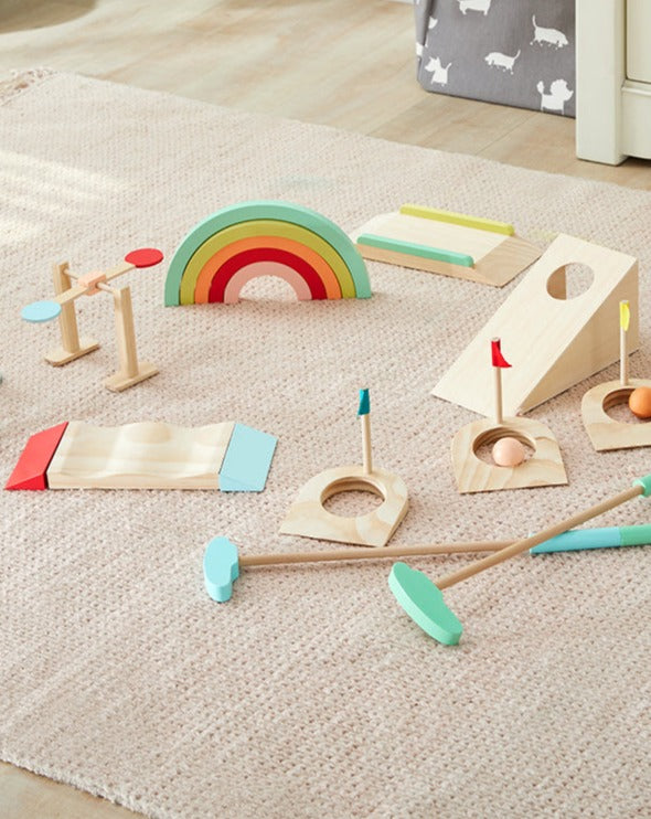 Asweets Wonder and Wise Wooden Toddler Mini Golf Set