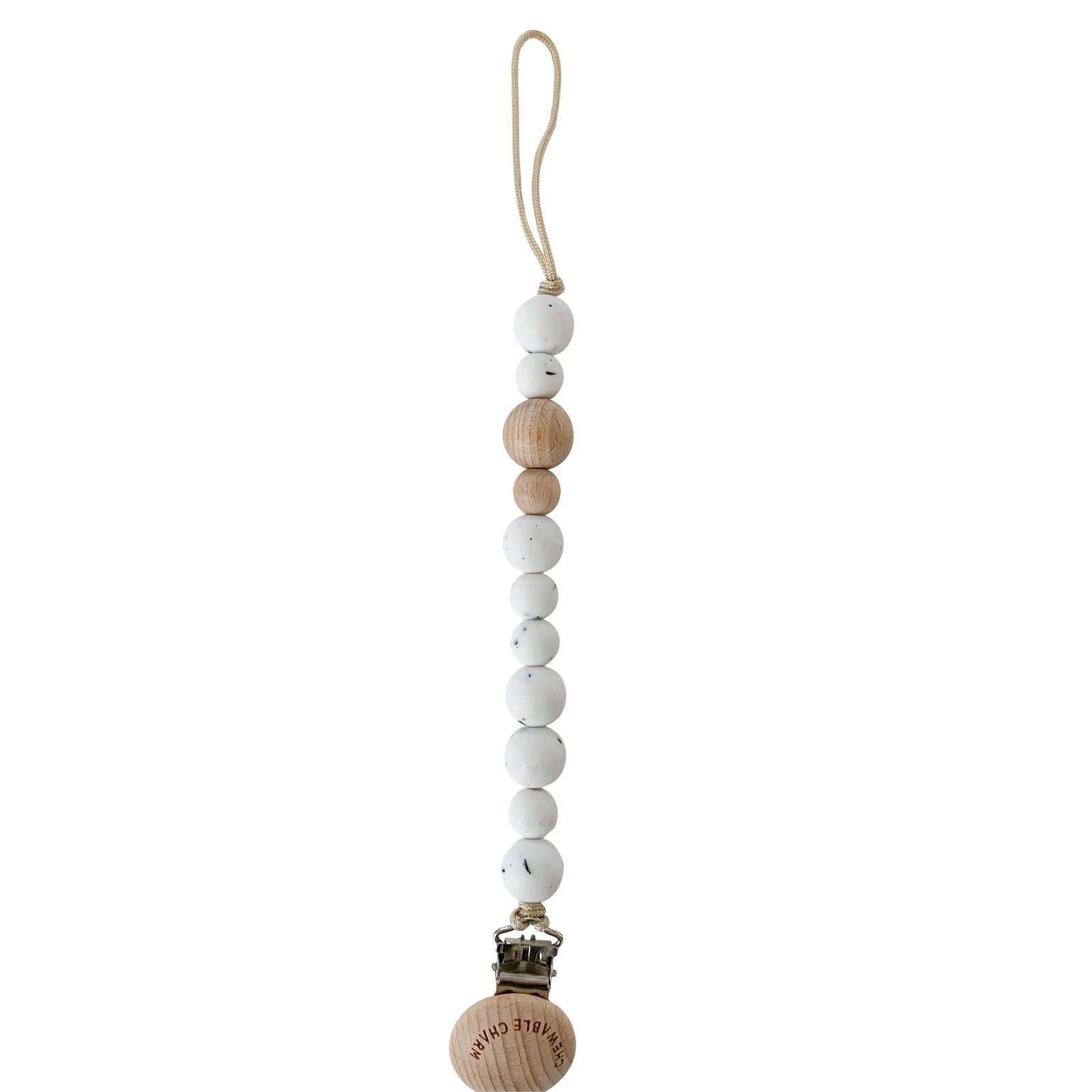 Classic Pacifier Clip Baby Essentials Chewable Charm Wood + Moonstone Chewable Charm 