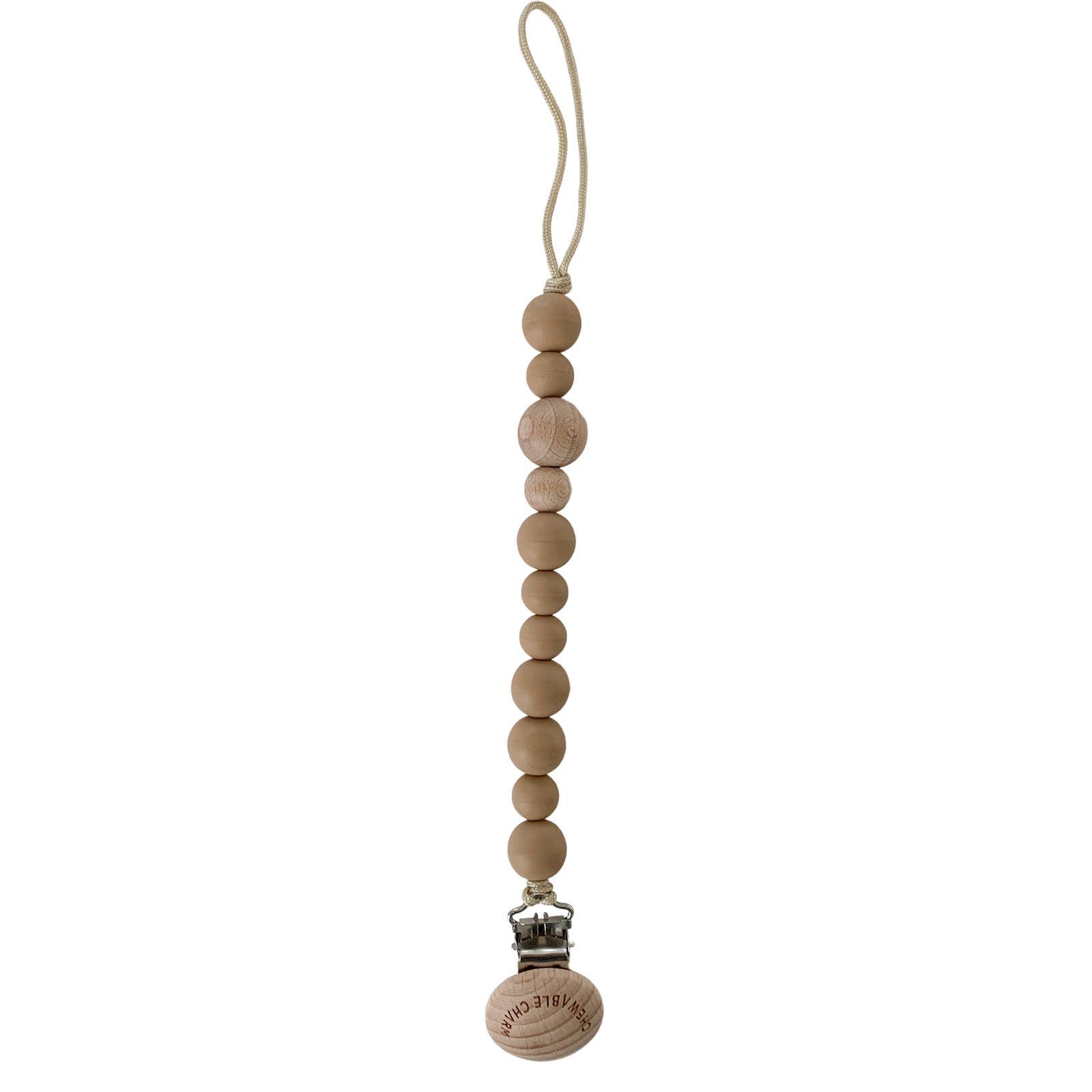 Classic Pacifier Clip Baby Essentials Chewable Charm Wood + Tan Chewable Charm 