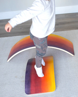 Bunny Hopkins Toddler Kids Starter Regular Wooden Wobble Board Playroom Bedroom Balance Surfing Climbing Slide Sunset Rainbow Diversity