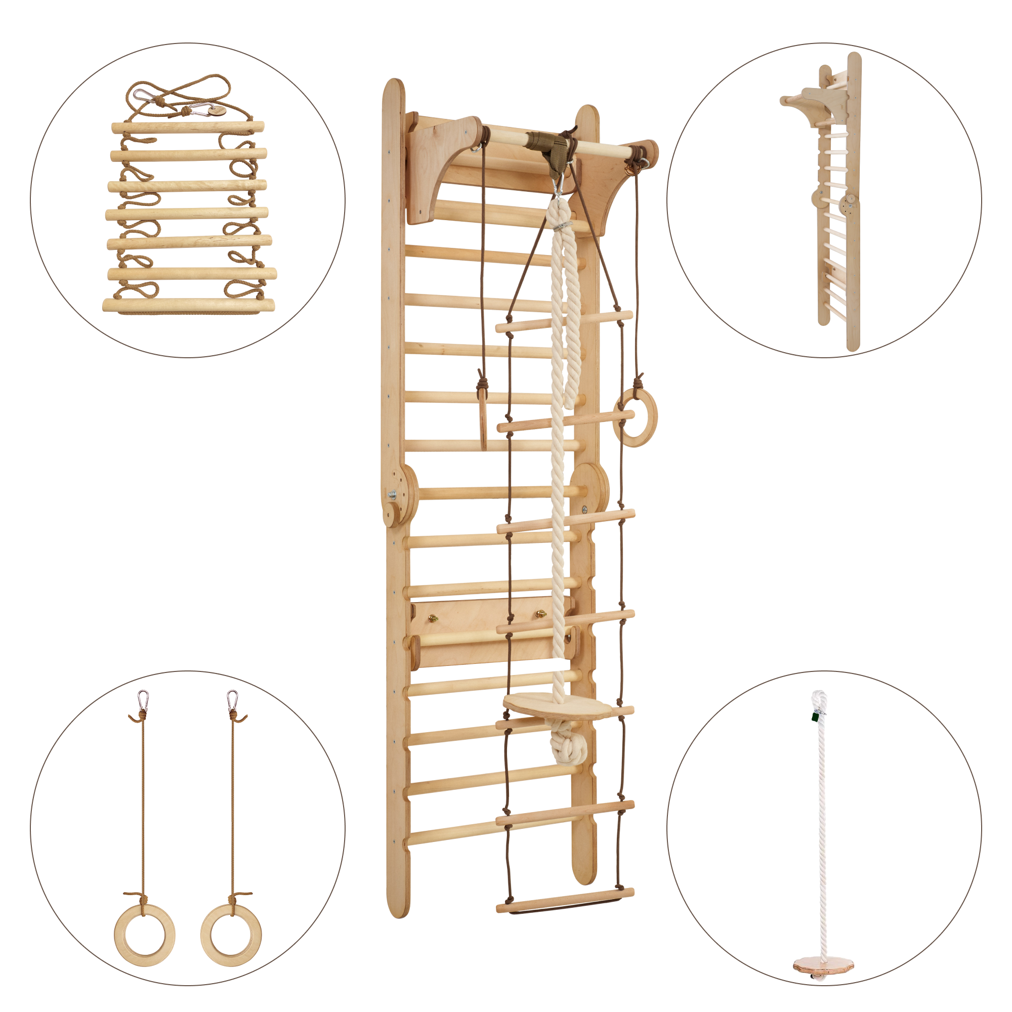 Wooden Swedish Wall / Climbing ladder for Children + Swing Set Swesdish wall Goodevas   