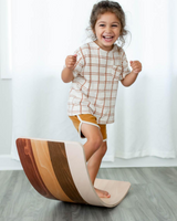Bunny Hopkins Toddler Kids Starter Regular Wooden Wobble Board Playroom Bedroom Balance Surfing Climbing Slide Sunset Rainbow Diversity