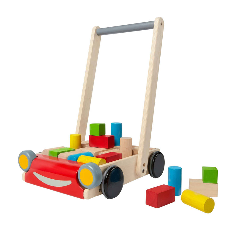 Plan Toys Baby Walker, Wooden Walker with Blocks for Babies & Toddlers