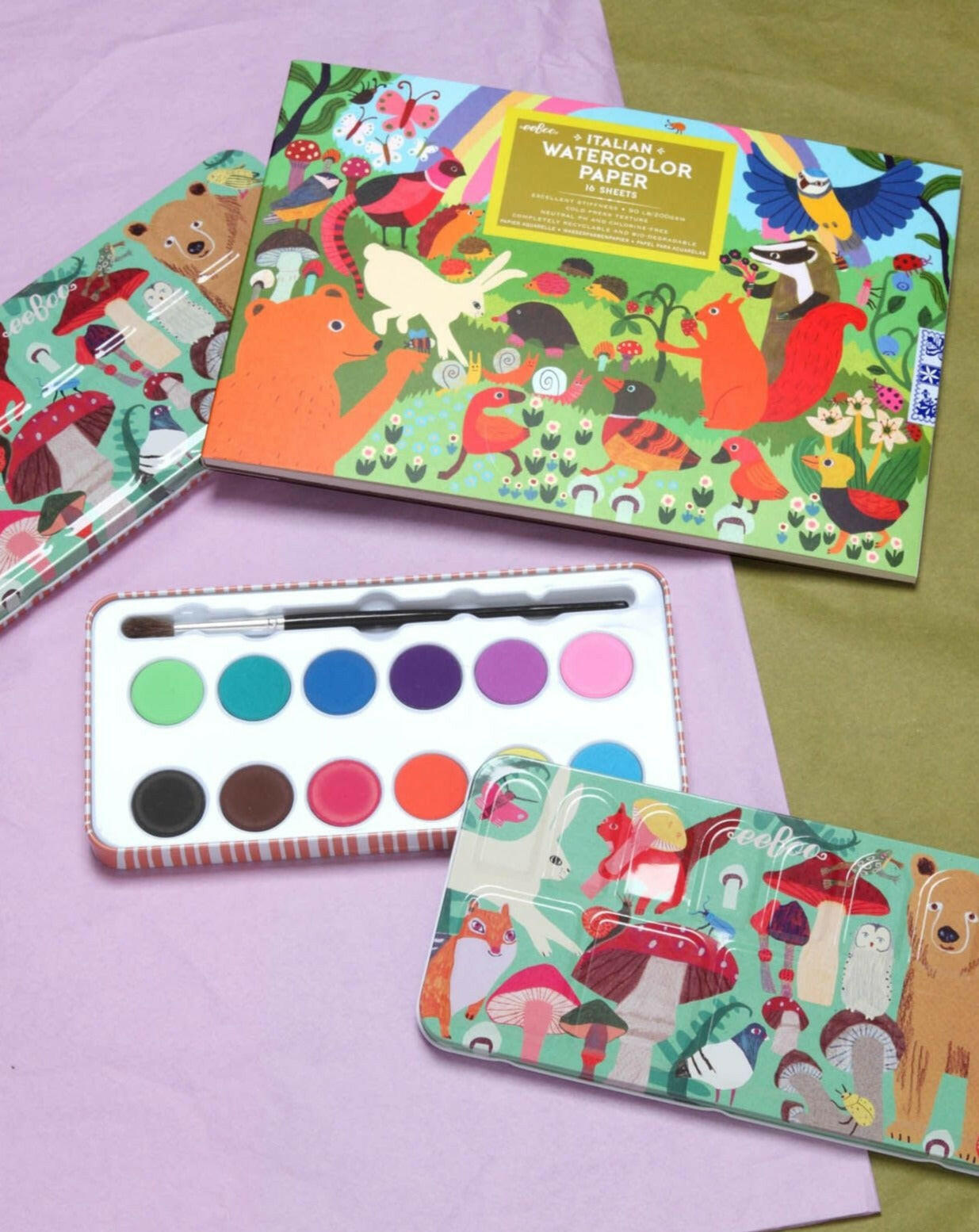 Woodland Rainbow Watercolor Pad Arts & Crafts eeboo   