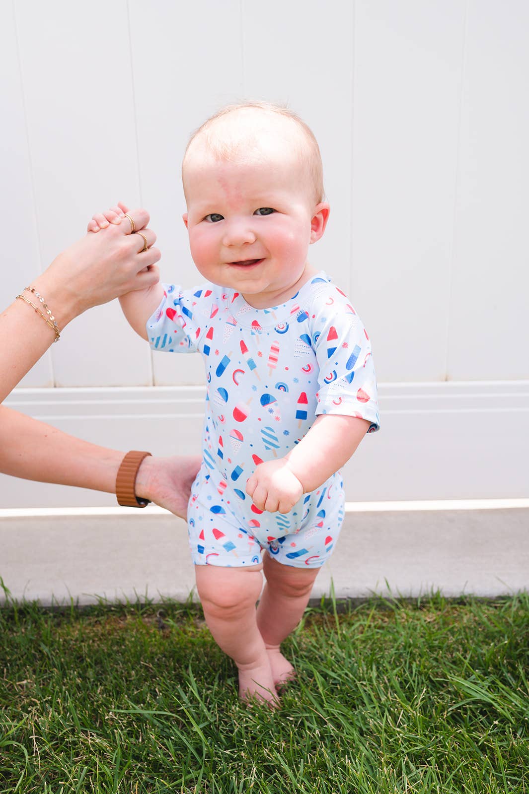 Baby Swim in Sweet Freedom, UPF 50 romper Ollie Jay   