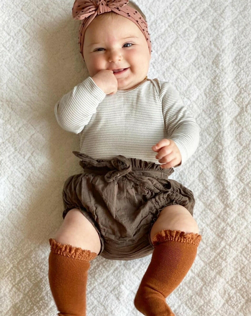 Sugar Almond Lace Top Knee Highs Socks Little Stocking Co   
