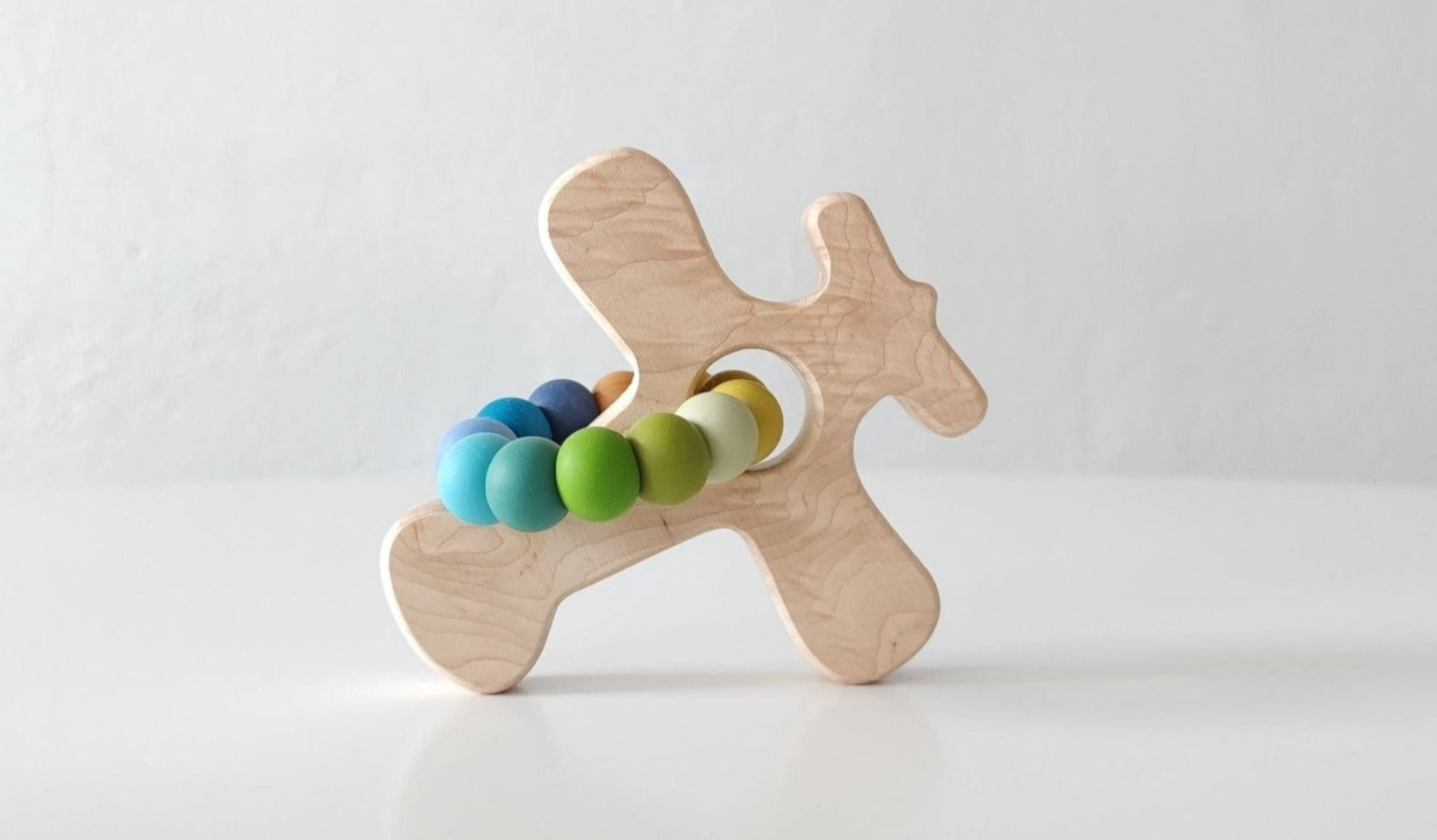 Airplane Wood Grasping Toy With Teething Beads Grasping Toy Bannor Toys   