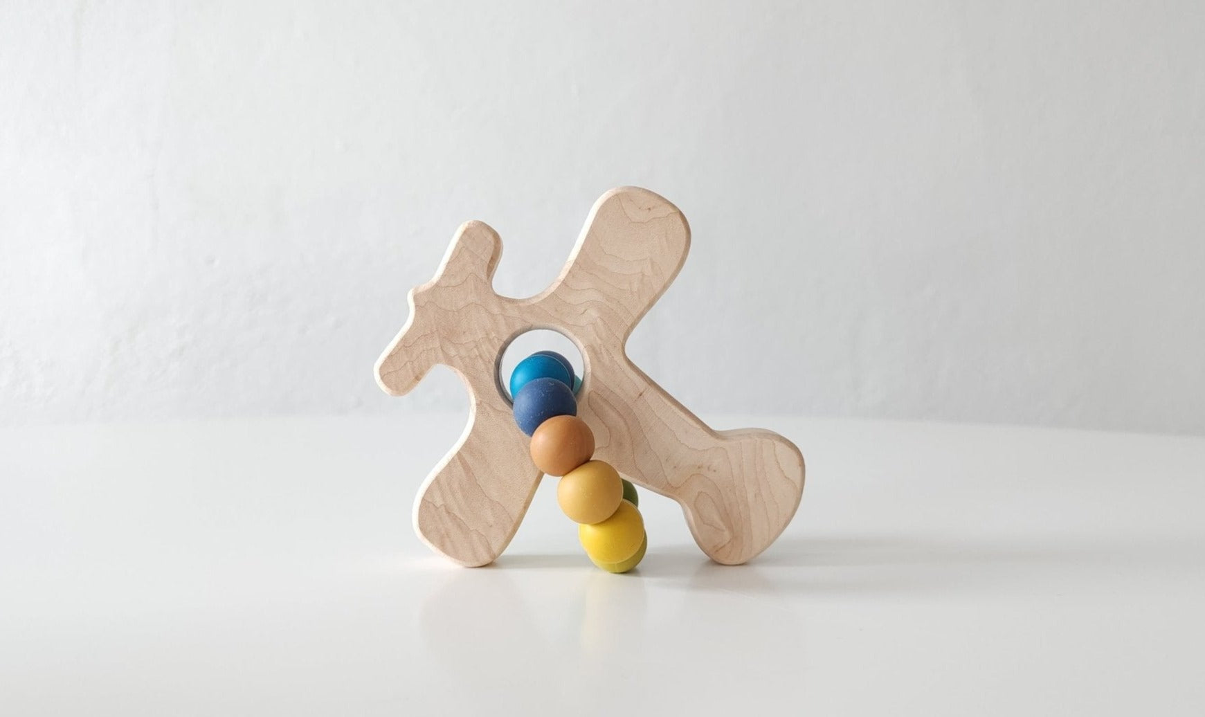 Airplane Wood Grasping Toy With Teething Beads Grasping Toy Bannor Toys   