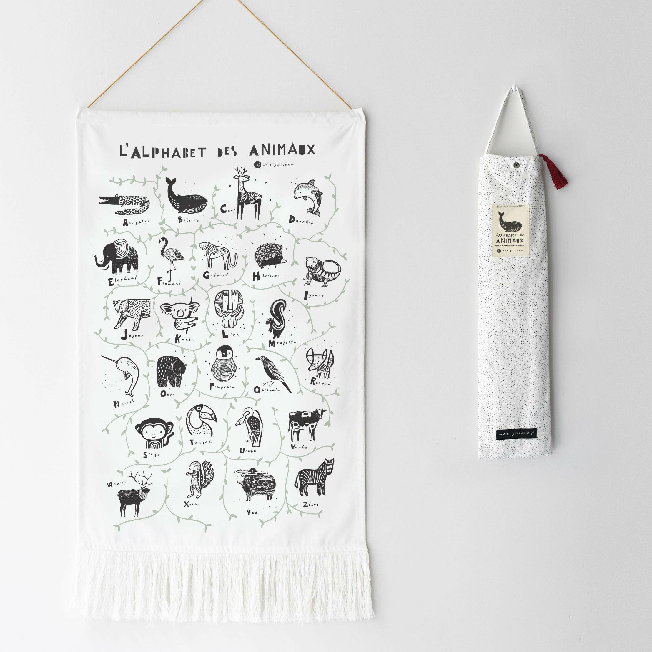 Animal Alphabet Printed Tapestry - French Edition Decor Wee Gallery   