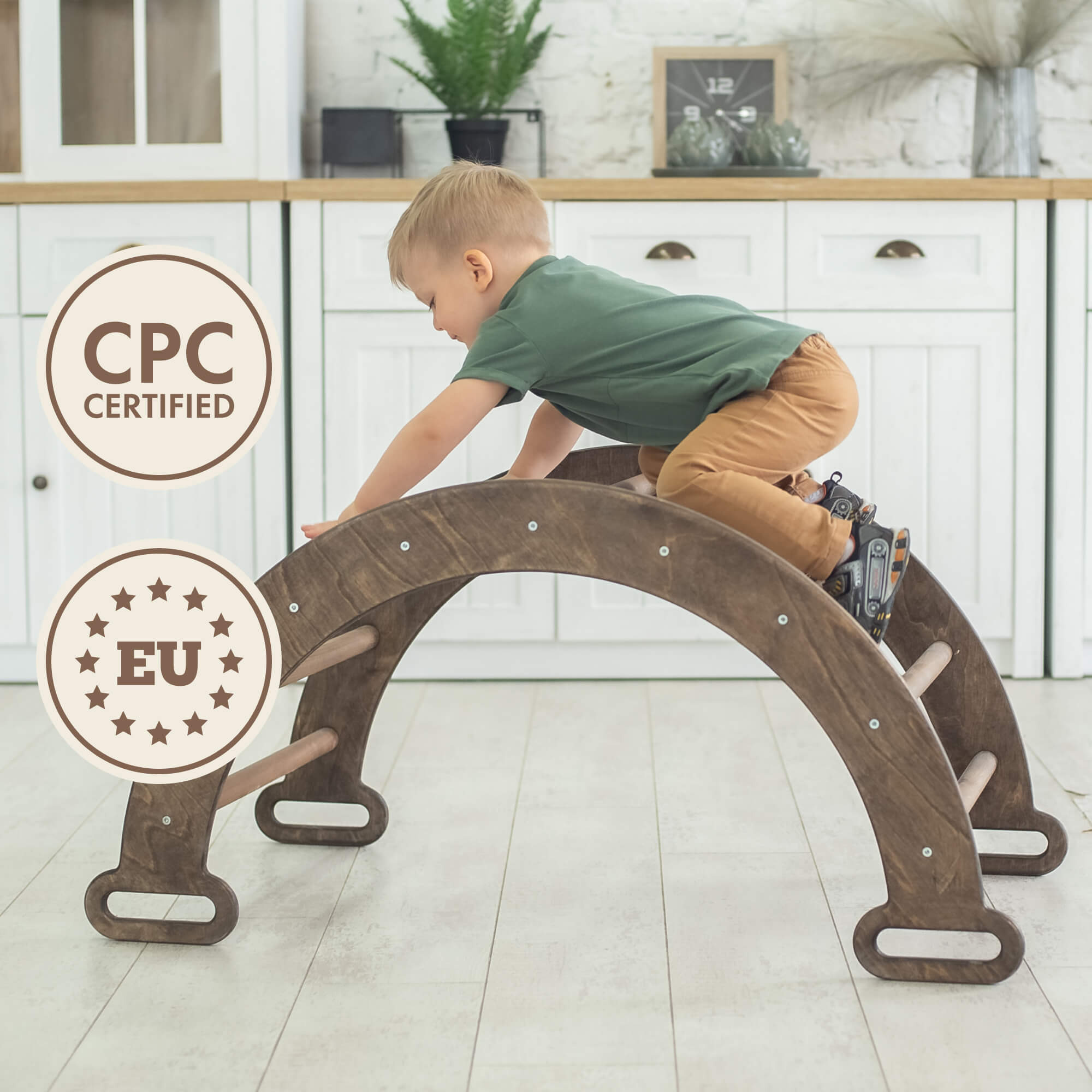 Climbing Arch & Rocker Balance - Montessori Climbers for Kids 1-7 y.o. – Chocolate Single Ladders Goodevas   