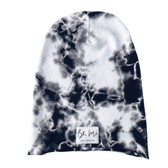 Baby Organic Beanie Tie Dye Beanies Be Mi Los Angeles S (6m - 2yrs) Marble Black White 