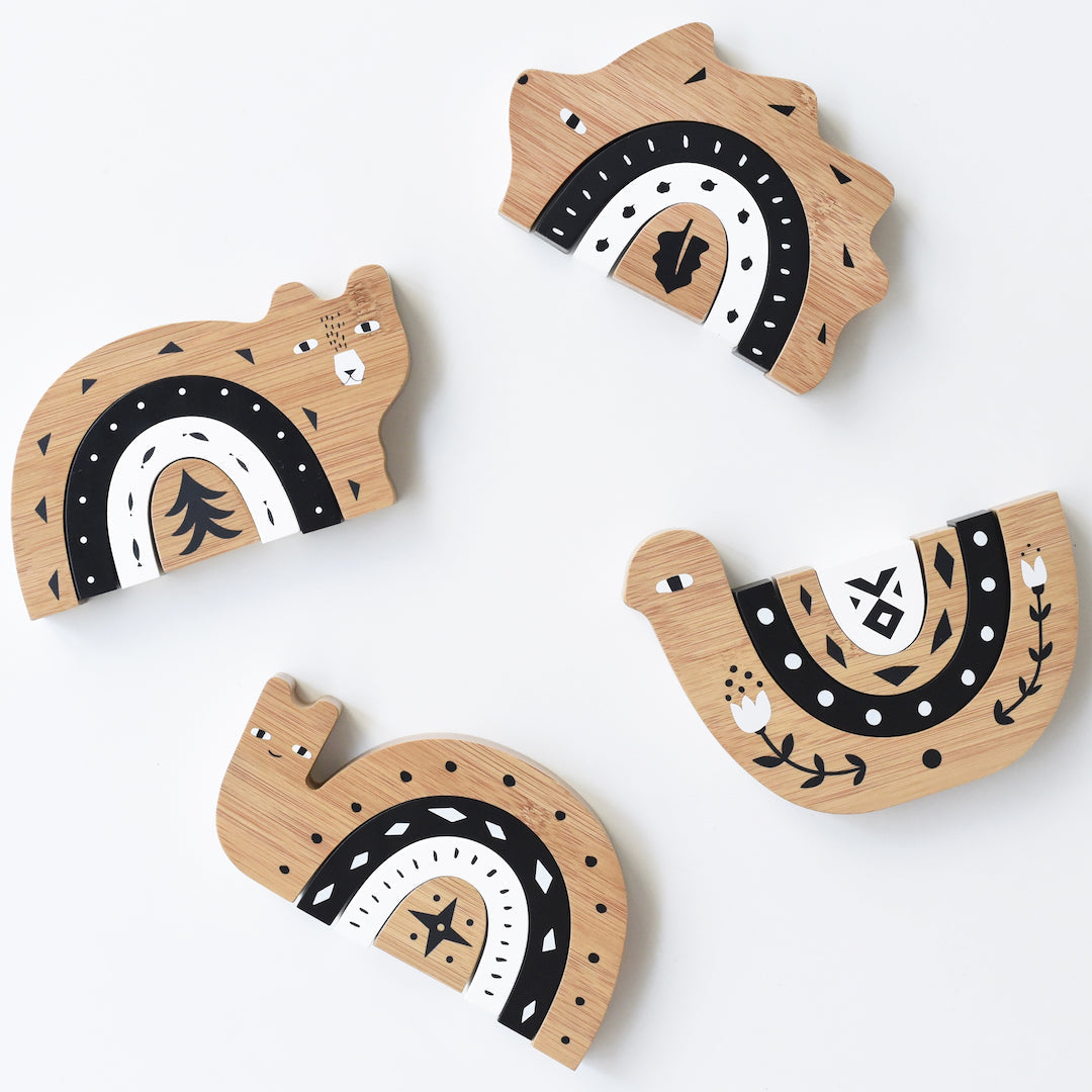 Bamboo Nesting Bear Wooden Toys Wee Gallery   