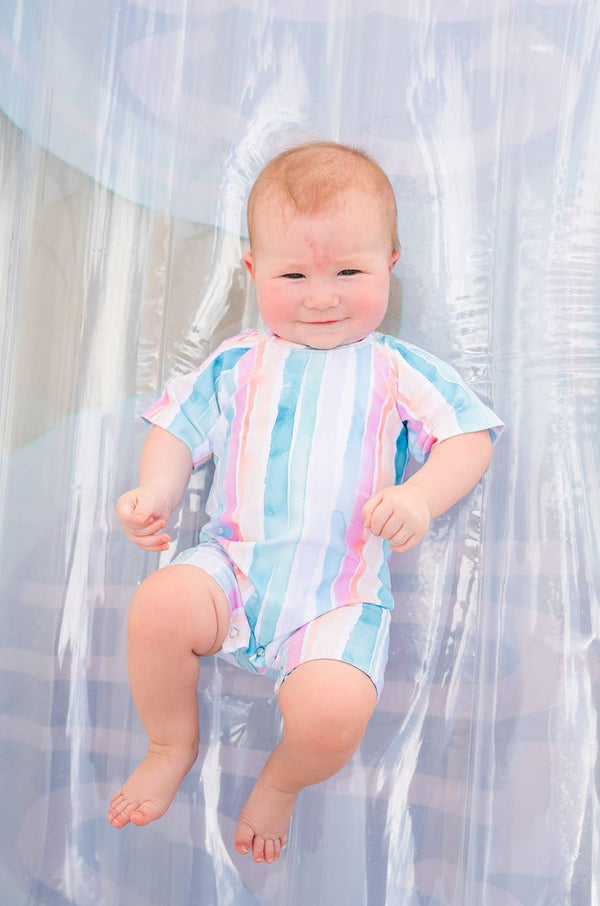 Baby Swimsuit in Watercolor Stripe