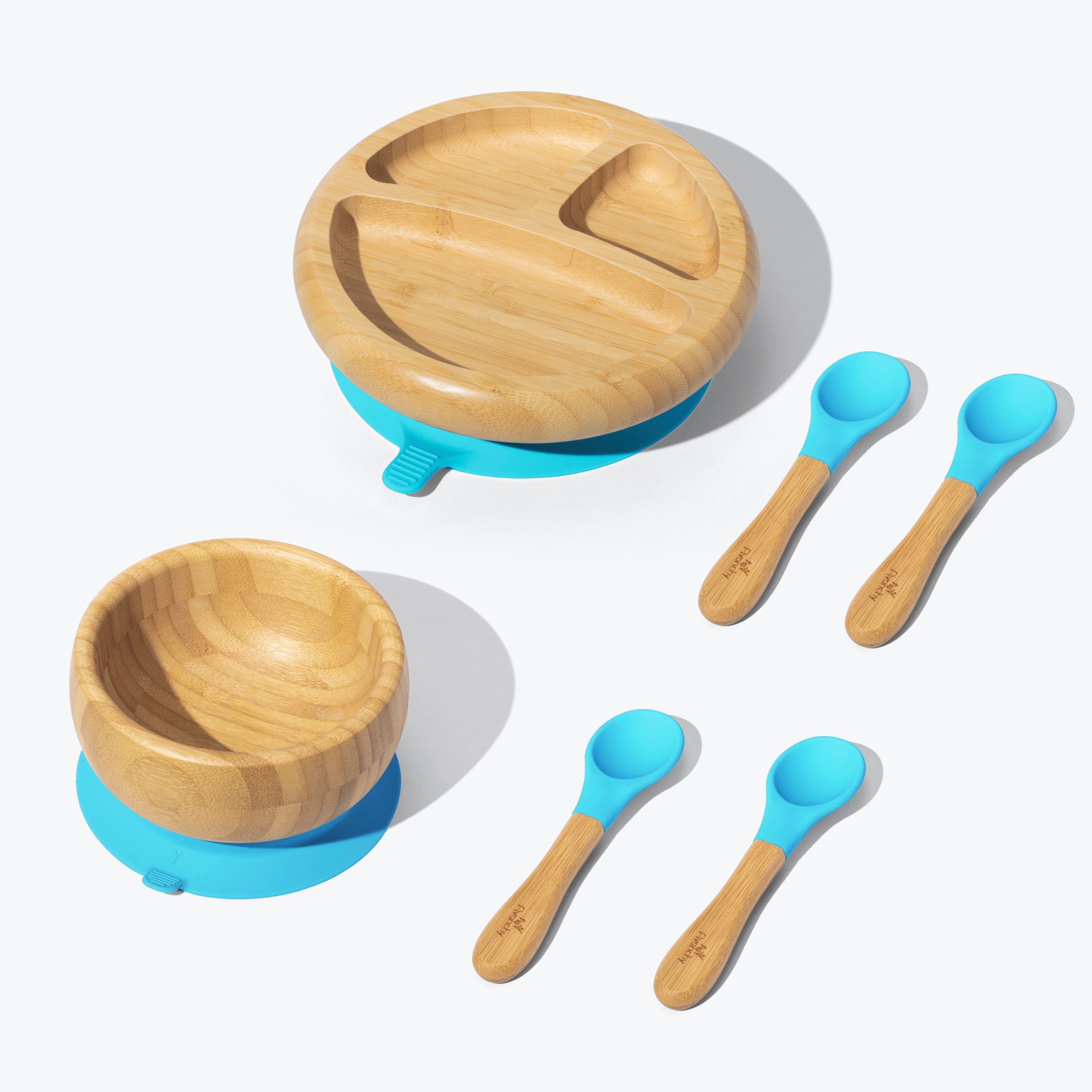 Avanchy Bamboo Starter Kits Nursing & Feeding Avanchy Sustainable Baby Dishware Spoons Blue 