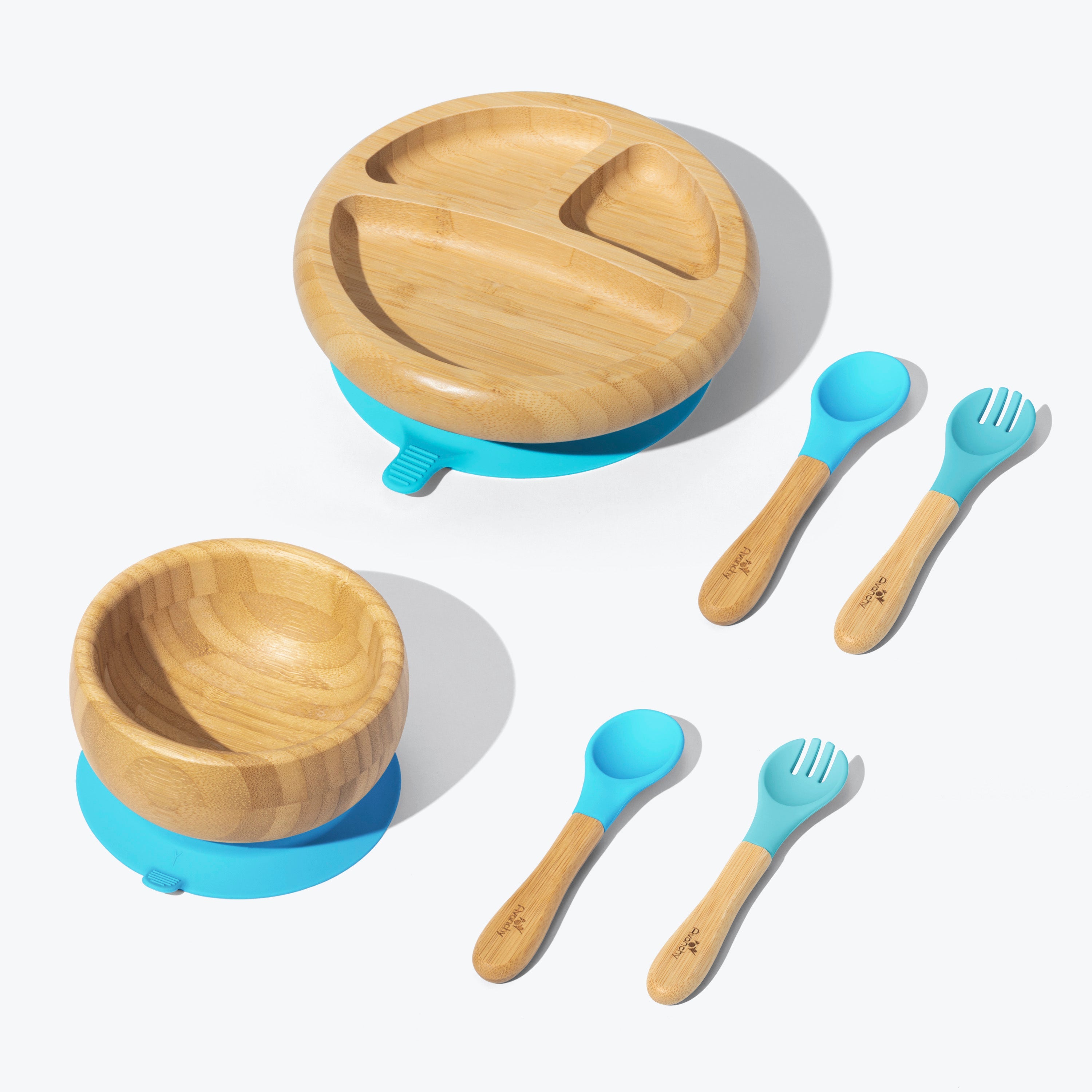 Avanchy Bamboo Starter Kits Nursing & Feeding Avanchy Sustainable Baby Dishware Forks Blue 