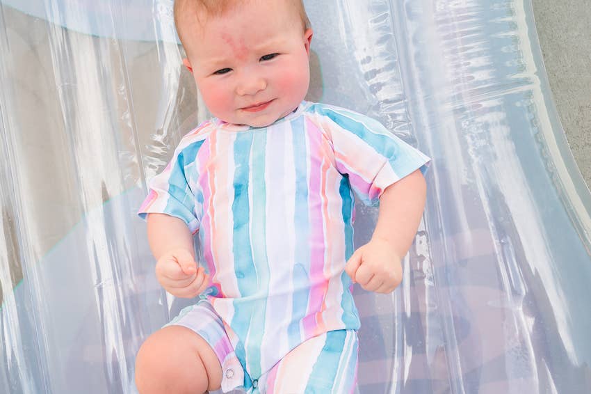 Baby Swimsuit in Watercolor Stripe swim Ollie Jay   