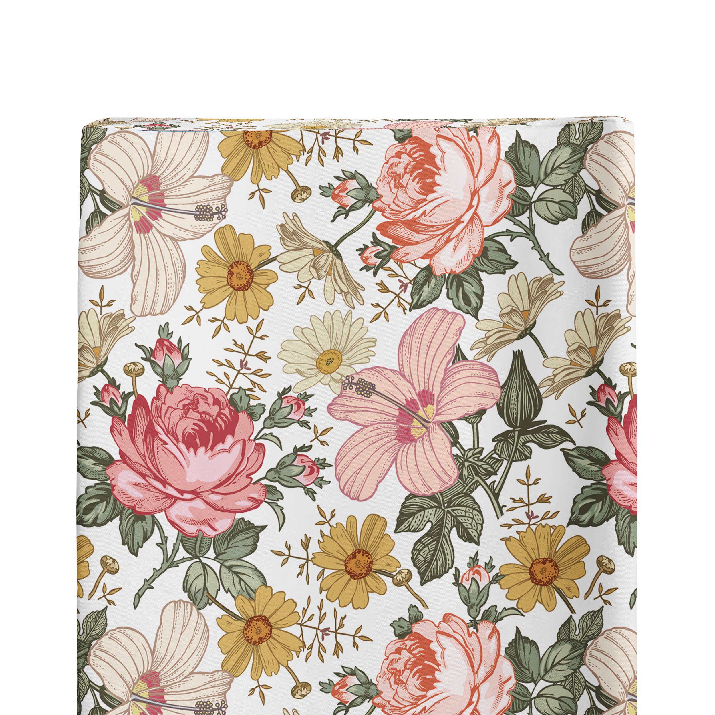 Changing Pad Cover - Vintage bright floral Baby Essentials JLIKA   