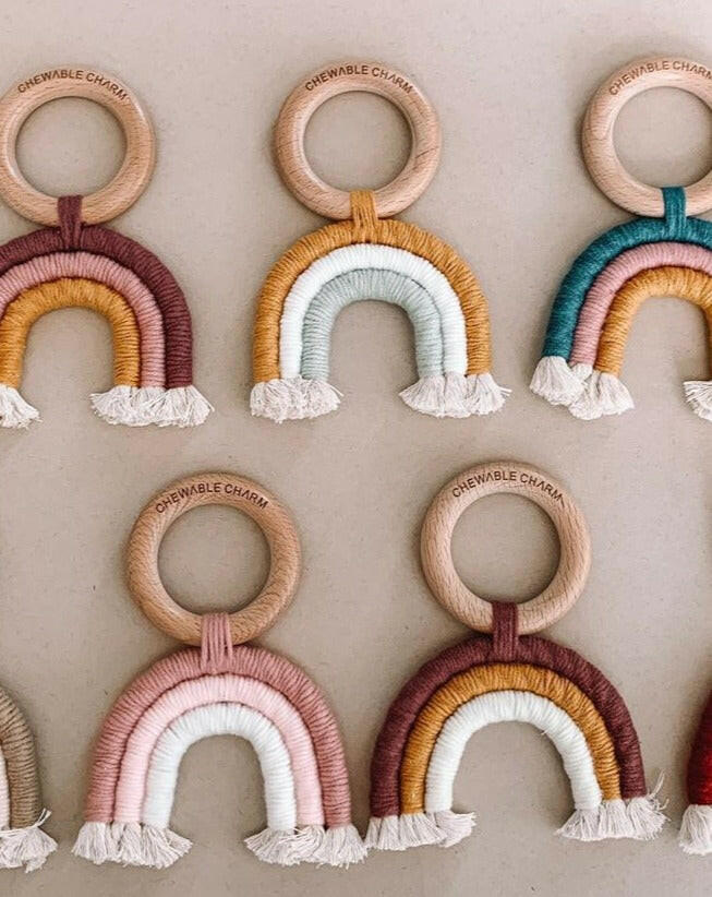 Rainbow Macrame Teether Baby Essentials Chewable Charm   