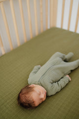 Clementine Kids Moss Green Crib Sheet for Babies