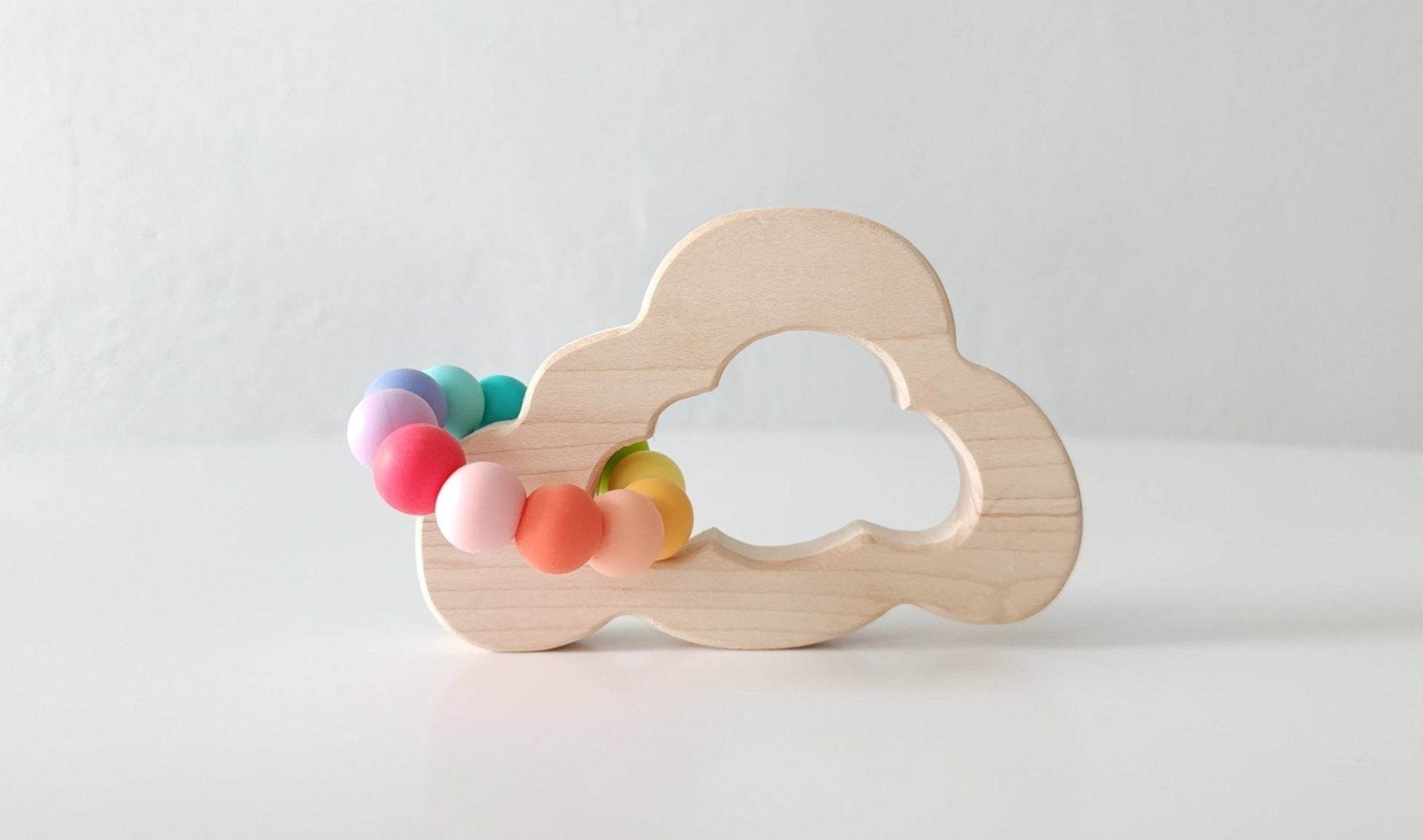 Cloud Wooden Grasping Toy with Teething Beads Baby Soothers Bannor Toys   