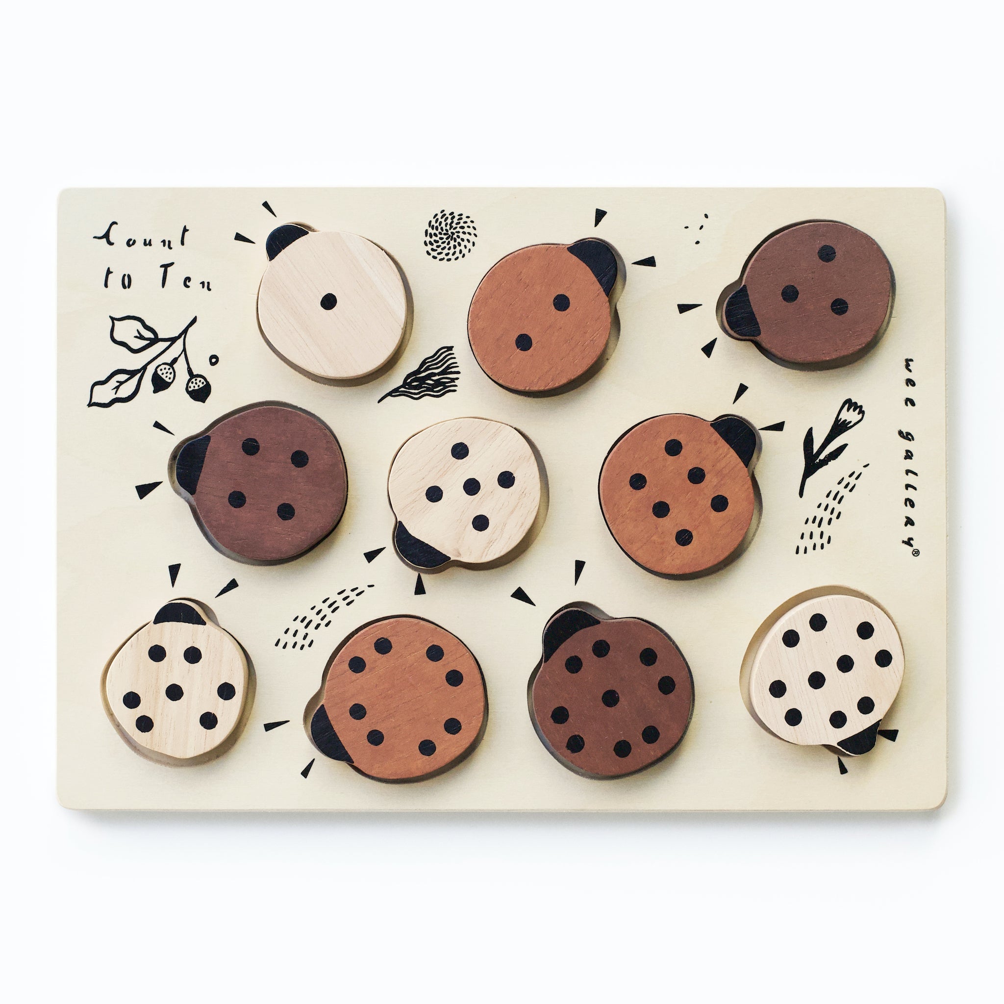 Wooden Tray Puzzle - Count to 10 Ladybugs Puzzle Wee Gallery   