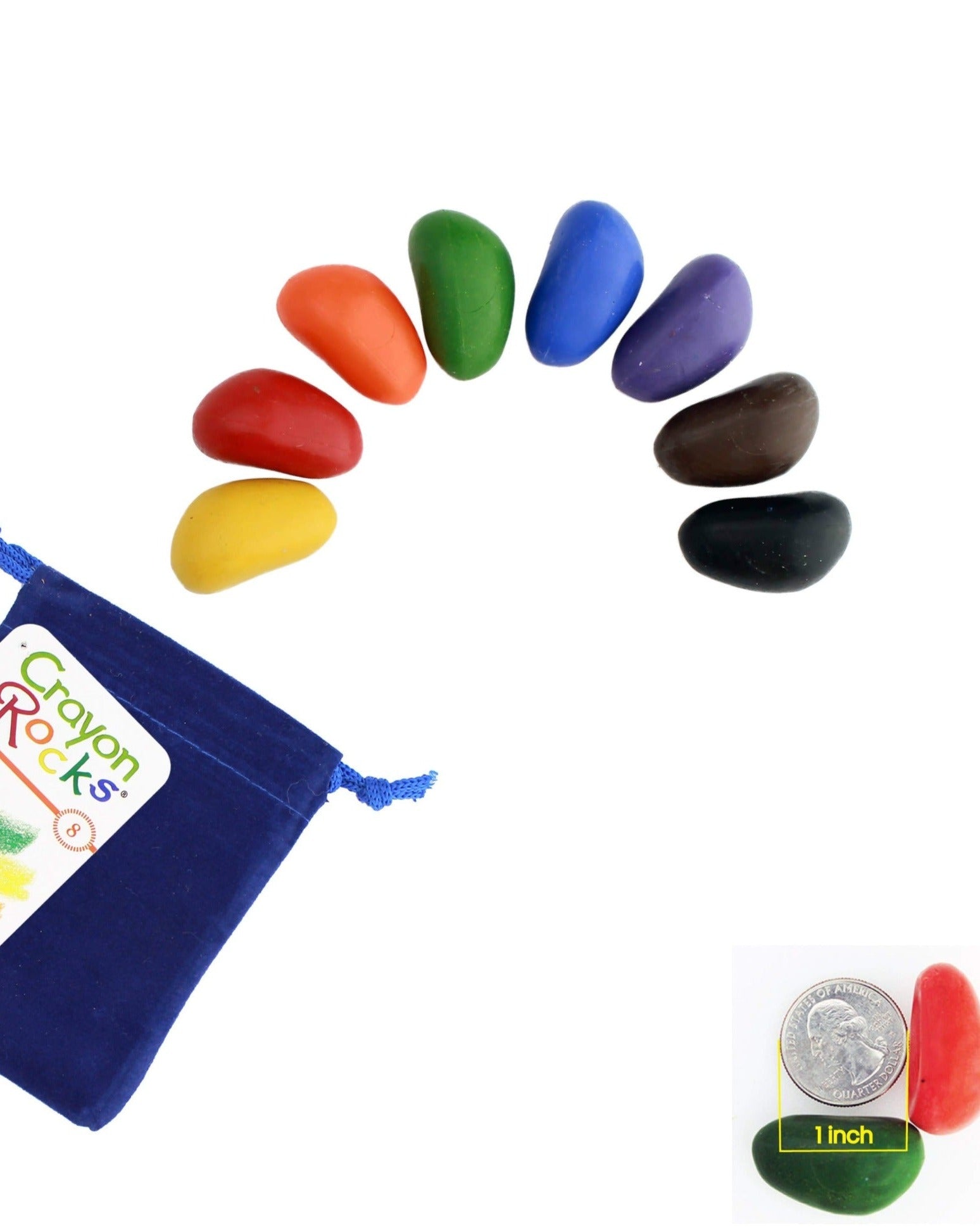 8 Colors in a Blue Velvet Bag Art Supplies Crayon Rocks   