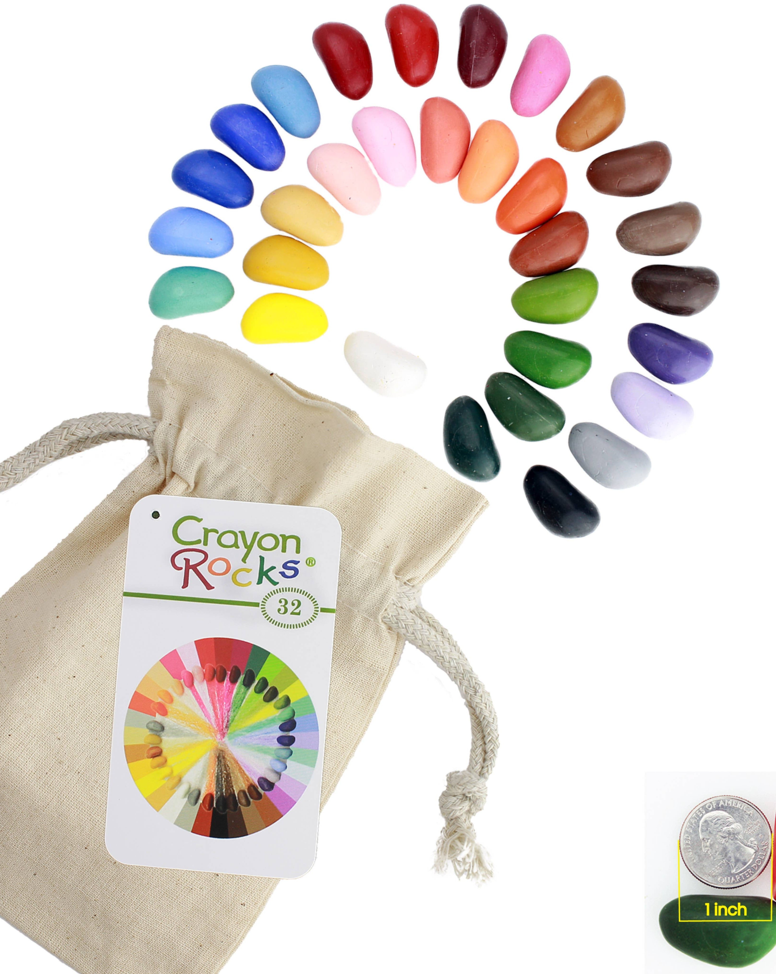 32 Colors in a Muslin Bag Art Supplies Crayon Rocks   