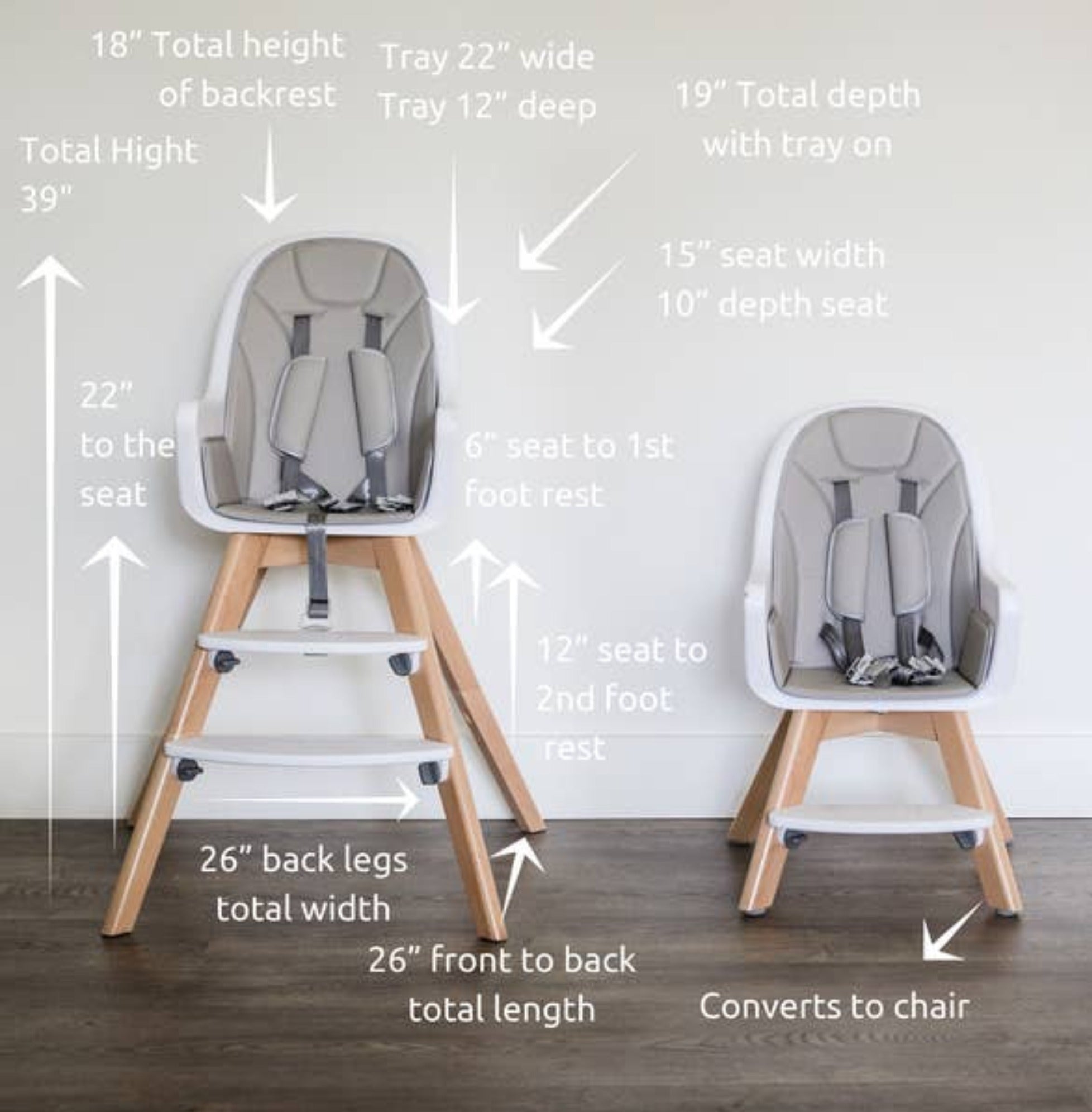 Modern Baby High Chair with Grey Pad Baby Highchairs Be Mindful   